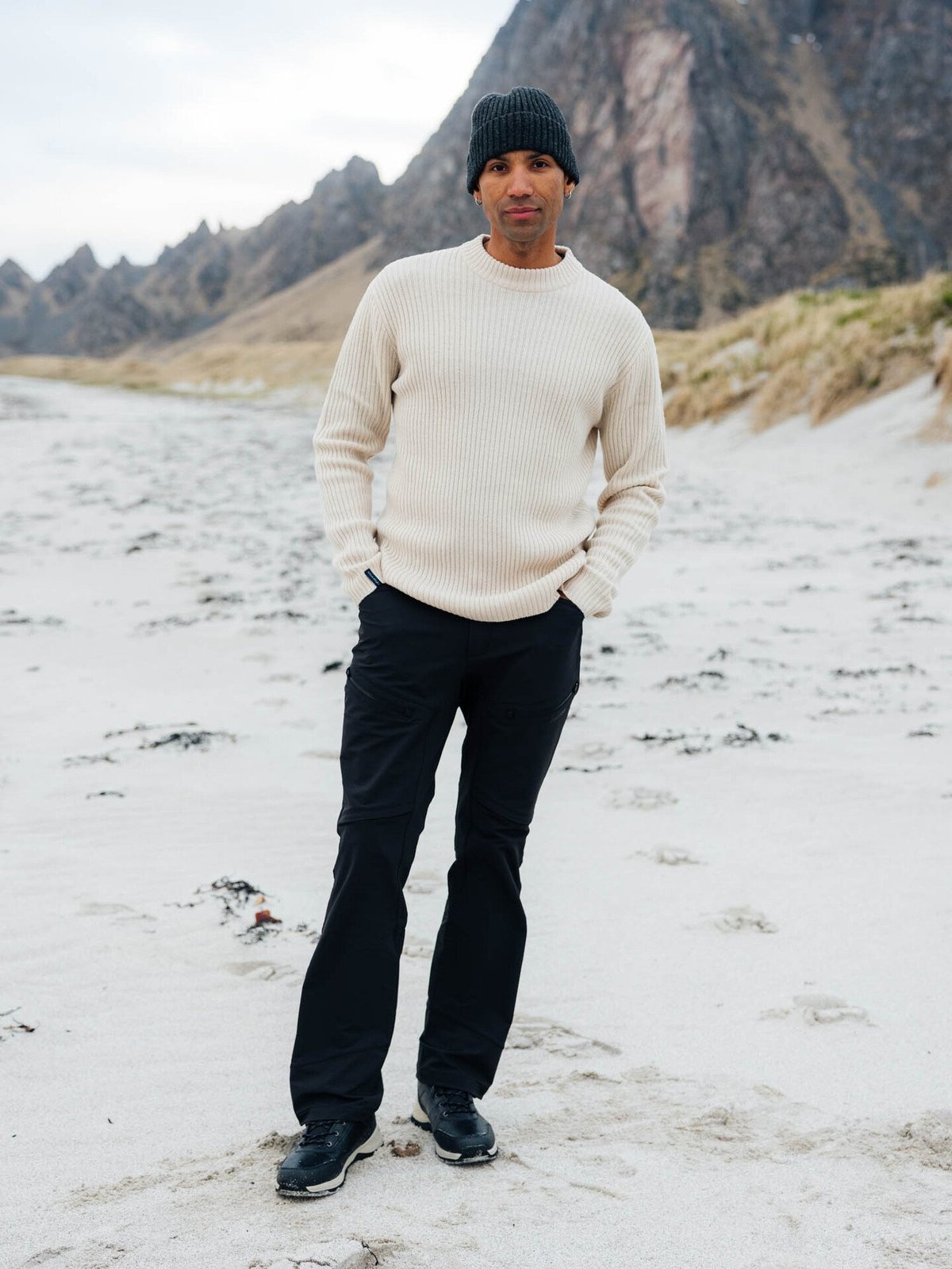 Twentyfour Mode Rib RN Sweater Gråhvit