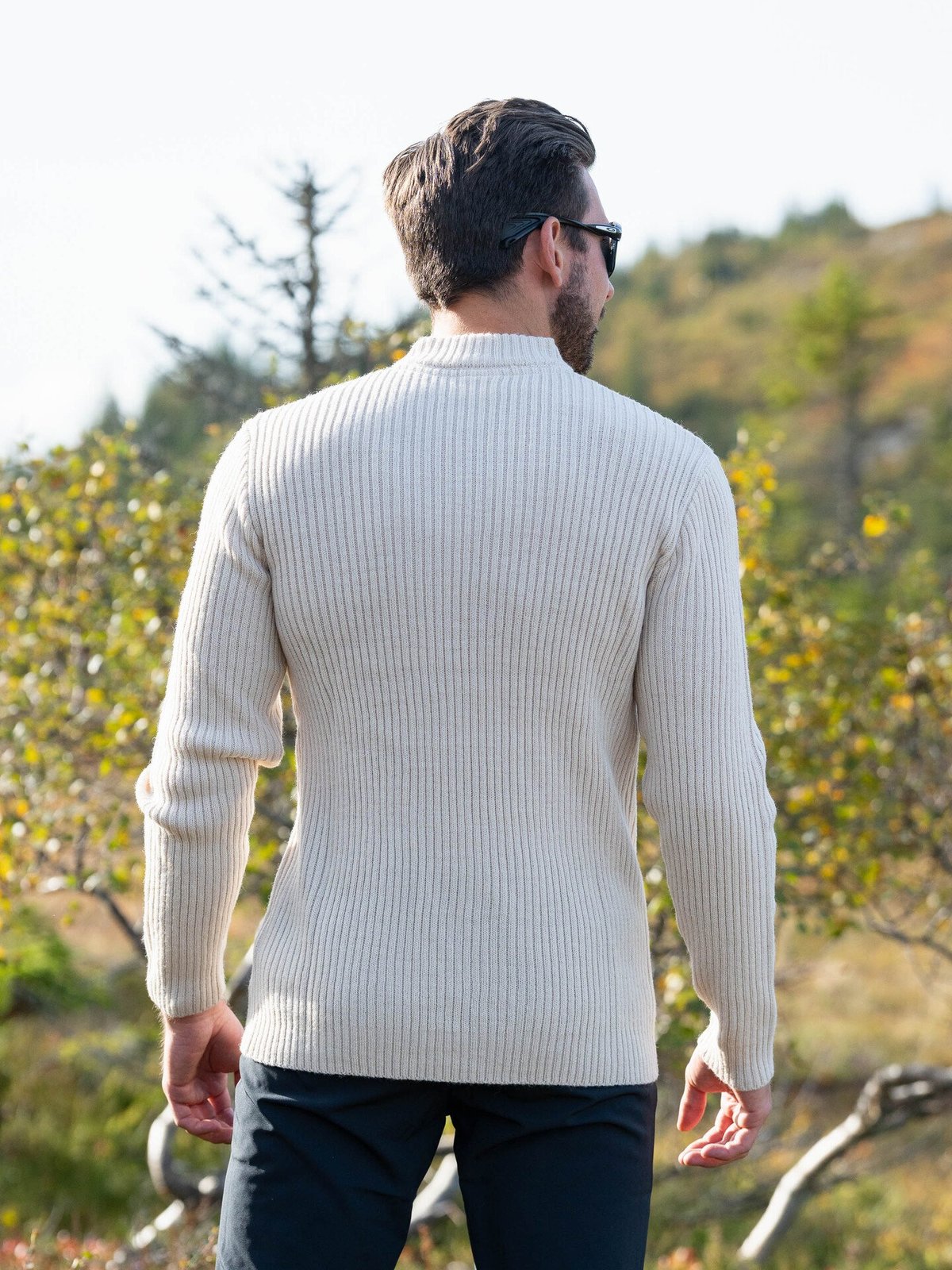 Twentyfour Mode Rib RN Sweater Gråhvit