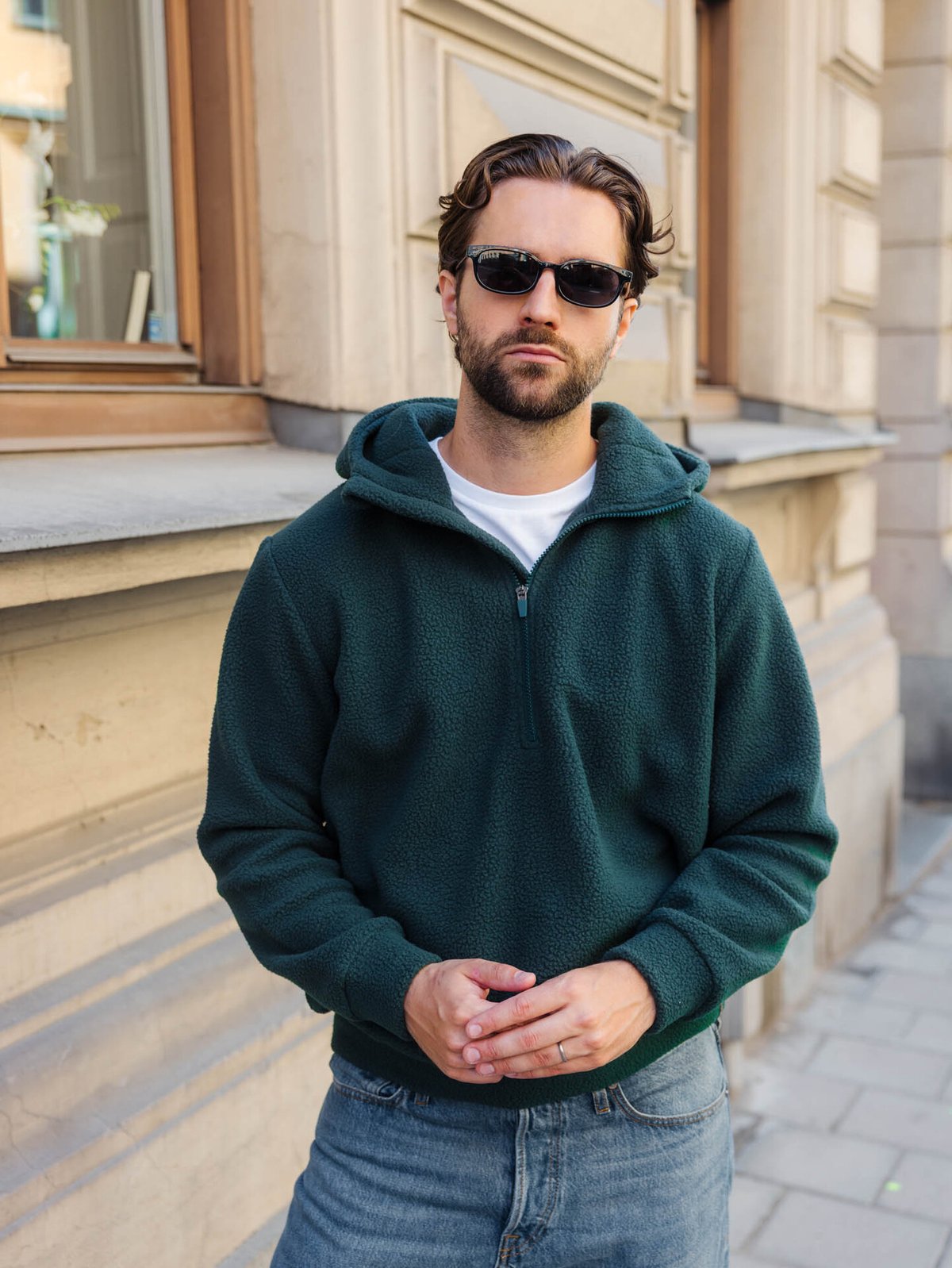 Twentyfour Mode Pile Hood Half Zip Dyp grønn
