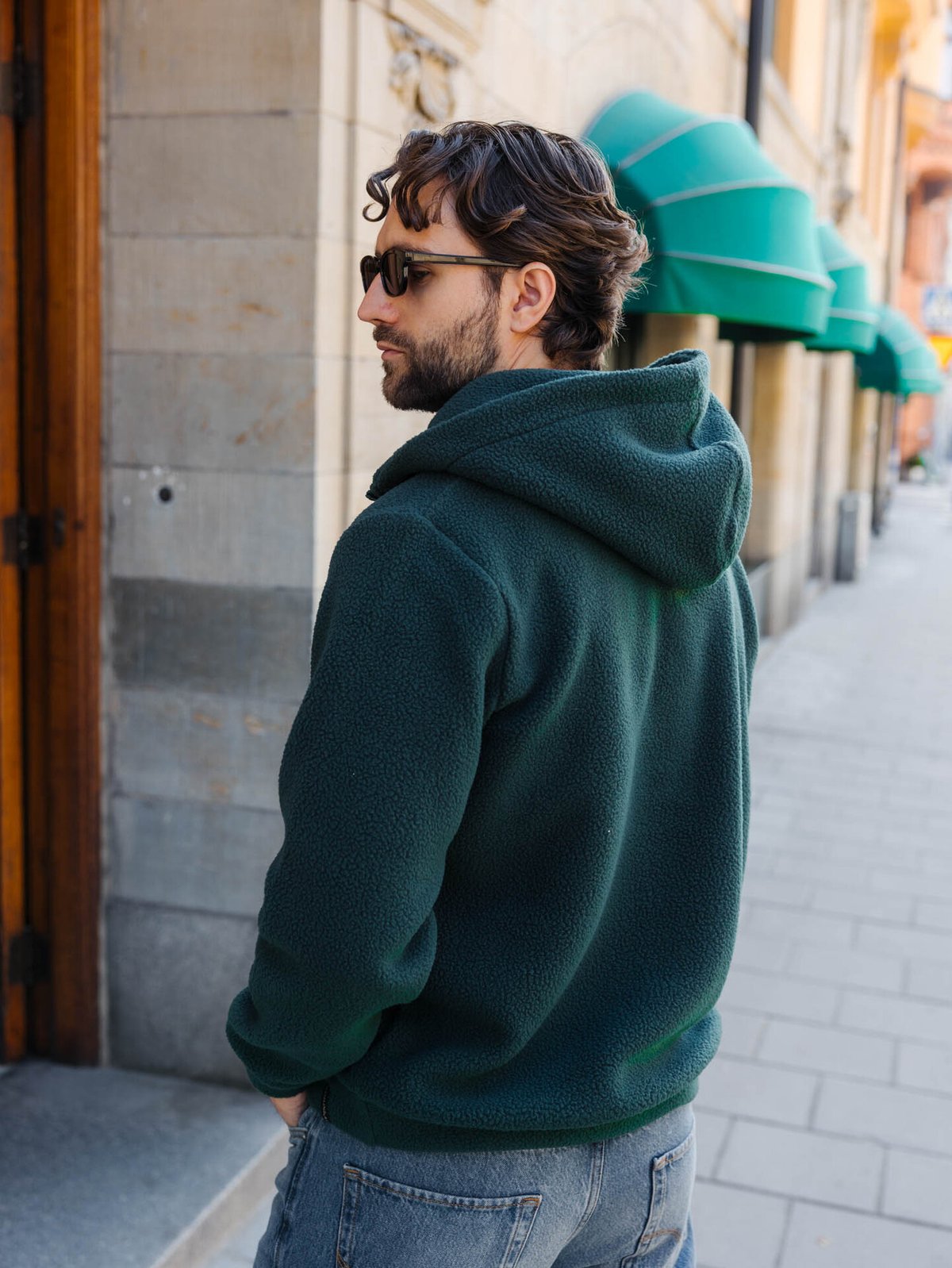 Twentyfour Mode Pile Hood Half Zip Dyp grønn