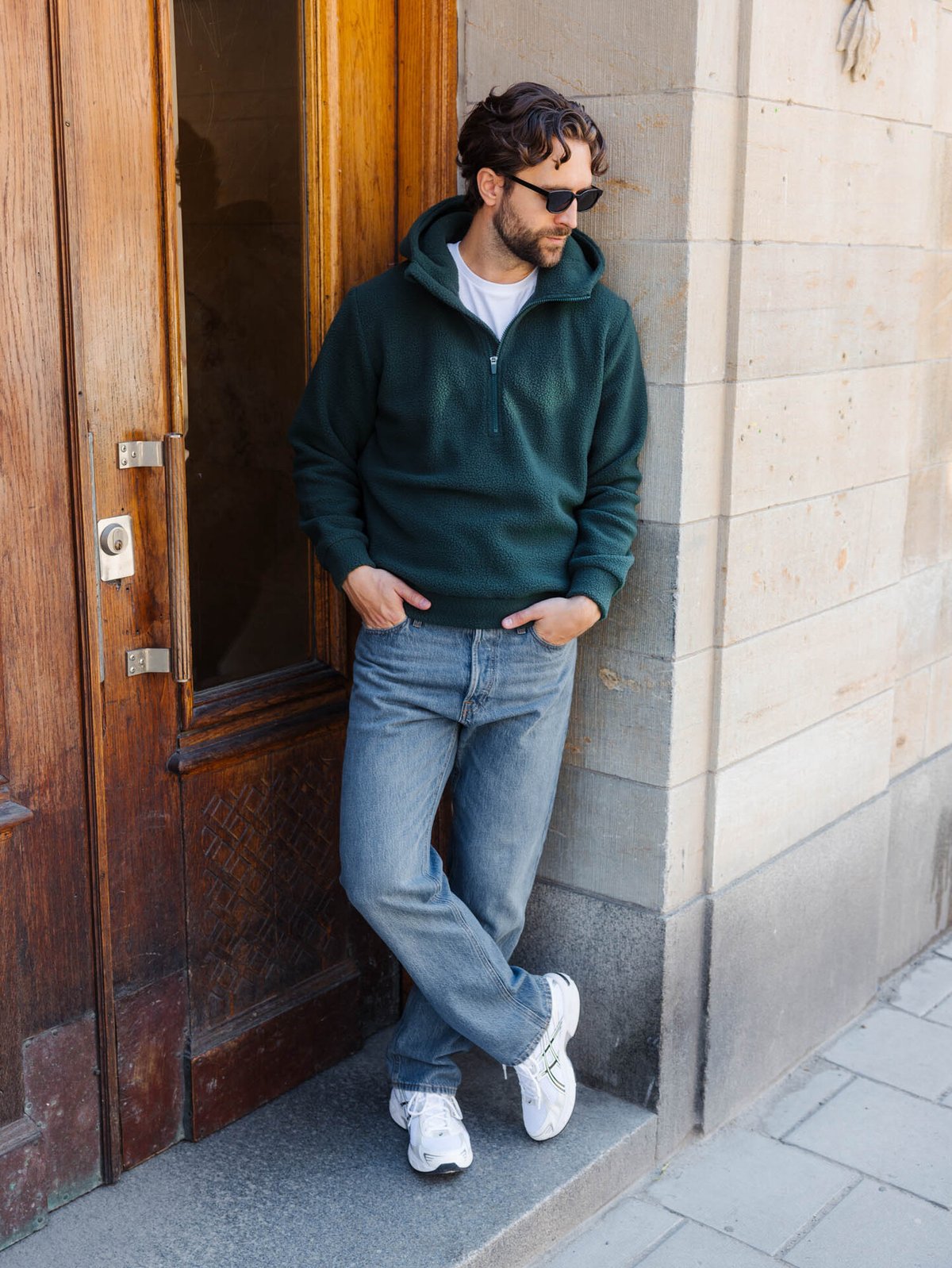 Twentyfour Mode Pile Hood Half Zip Dyp grønn