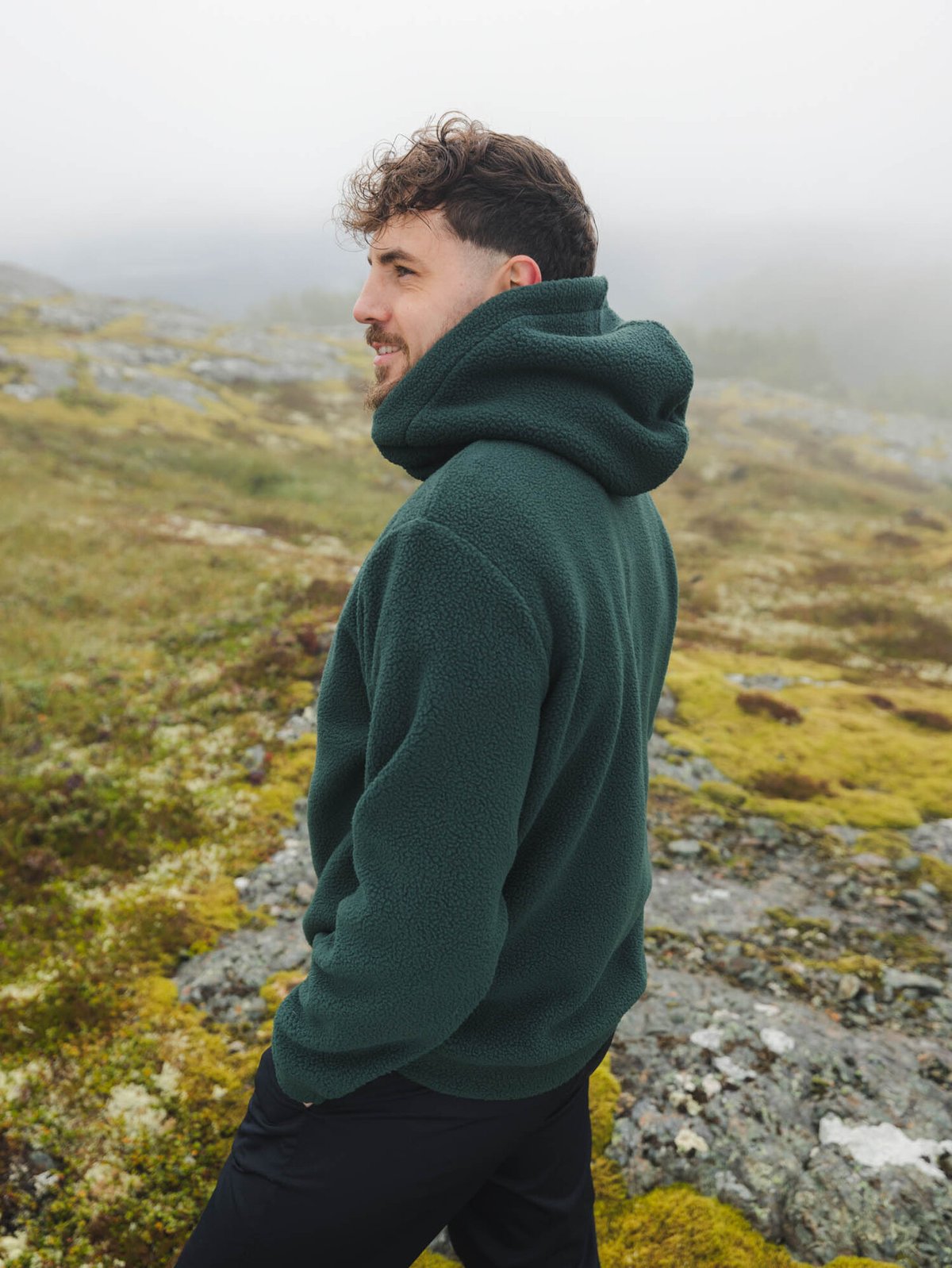 Twentyfour Mode Pile Hood Half Zip Dyp grønn