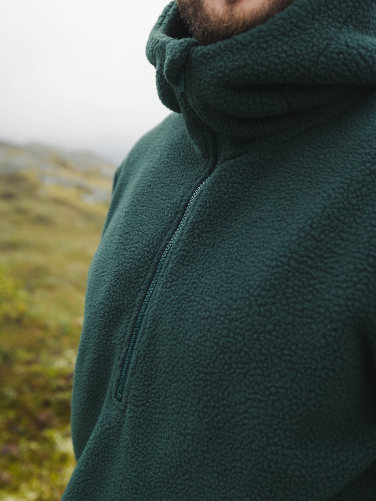 Twentyfour Mode Pile Hood Half Zip Dyp grønn