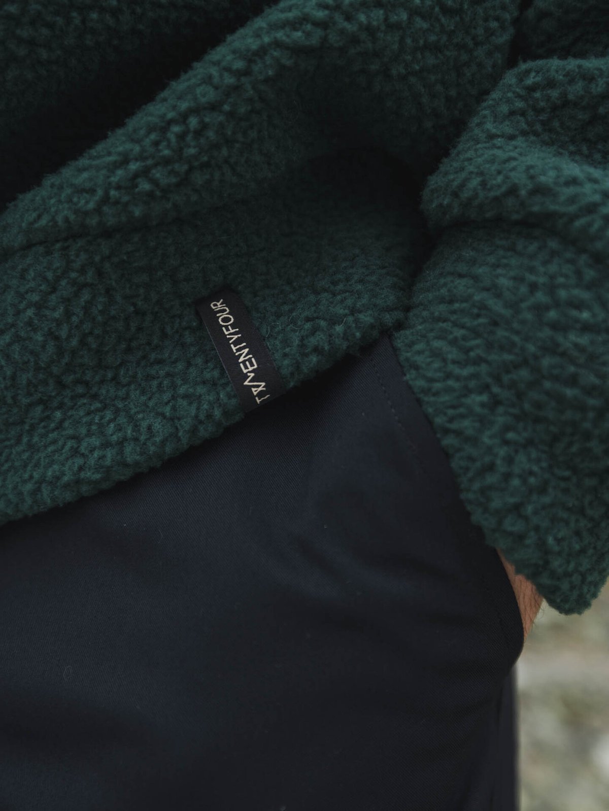 Twentyfour Mode Pile Hood Half Zip Dyp grønn