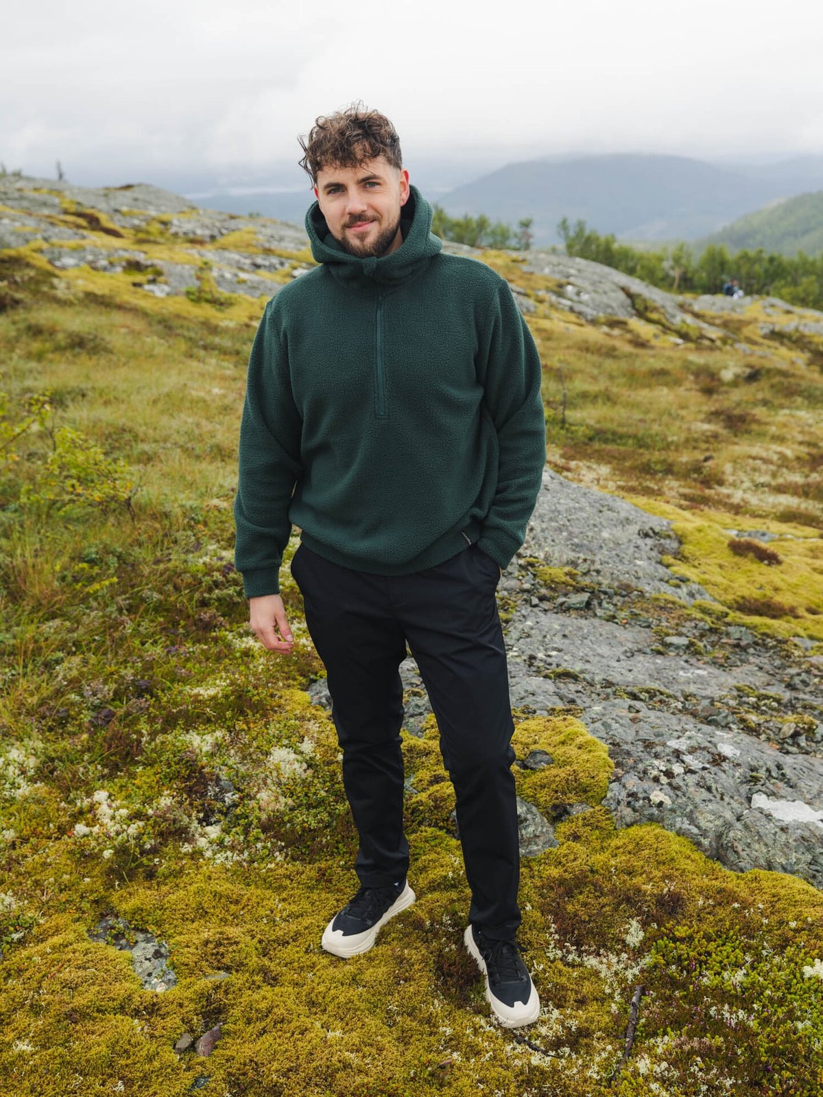 Twentyfour Mode Pile Hood Half Zip Dyp grønn