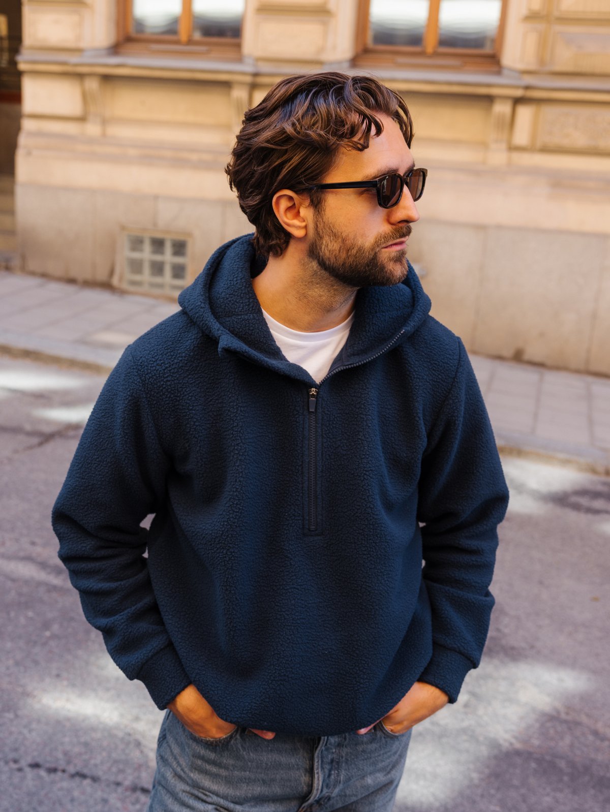 Twentyfour Mode Pile Hood Half Zip Marine