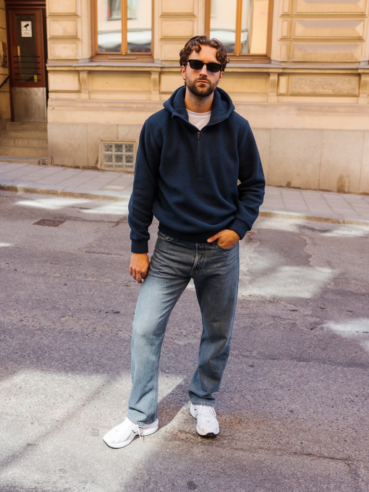Twentyfour Mode Pile Hood Half Zip Marine