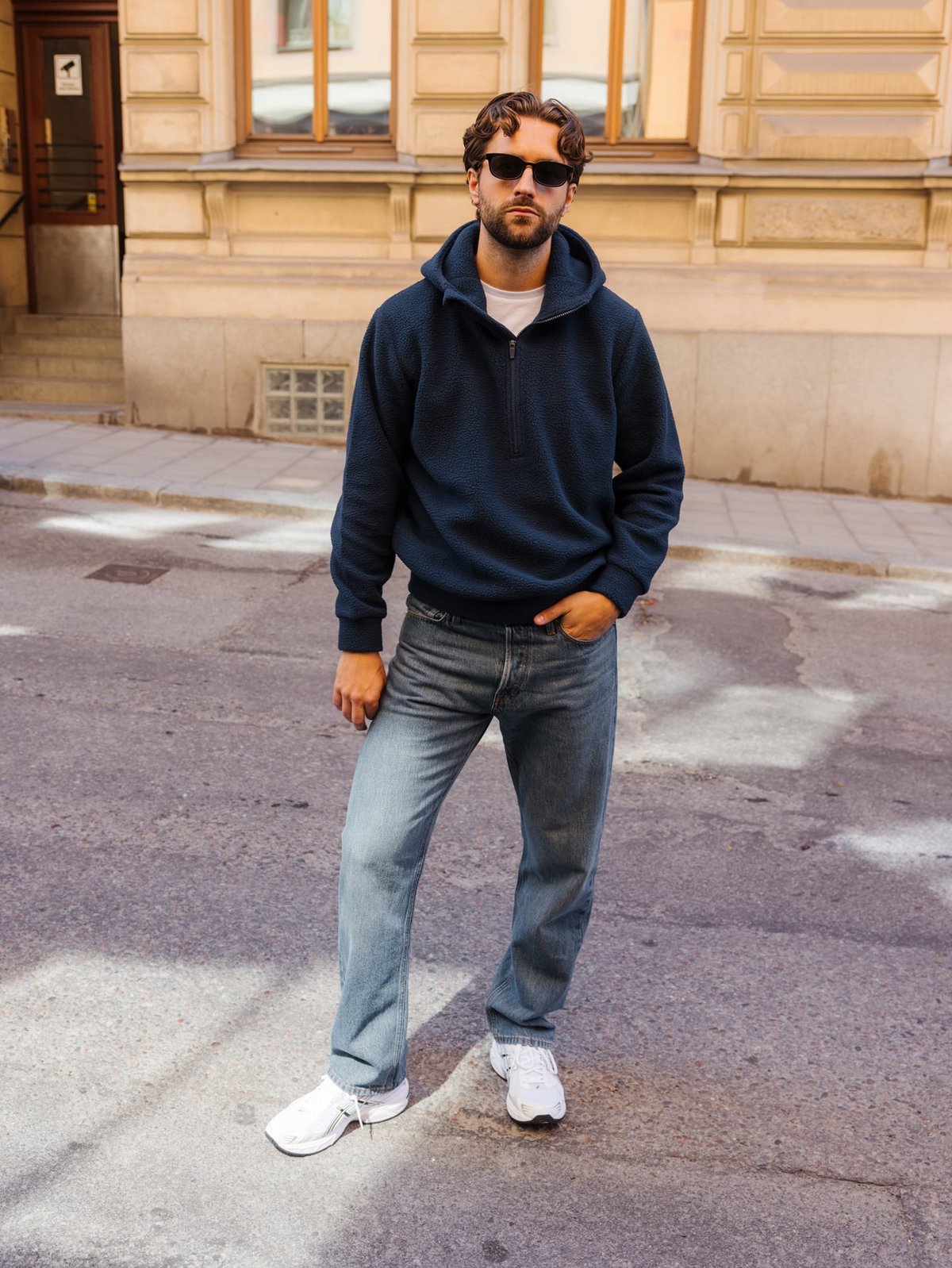 Twentyfour Mode Pile Hood Half Zip Marine