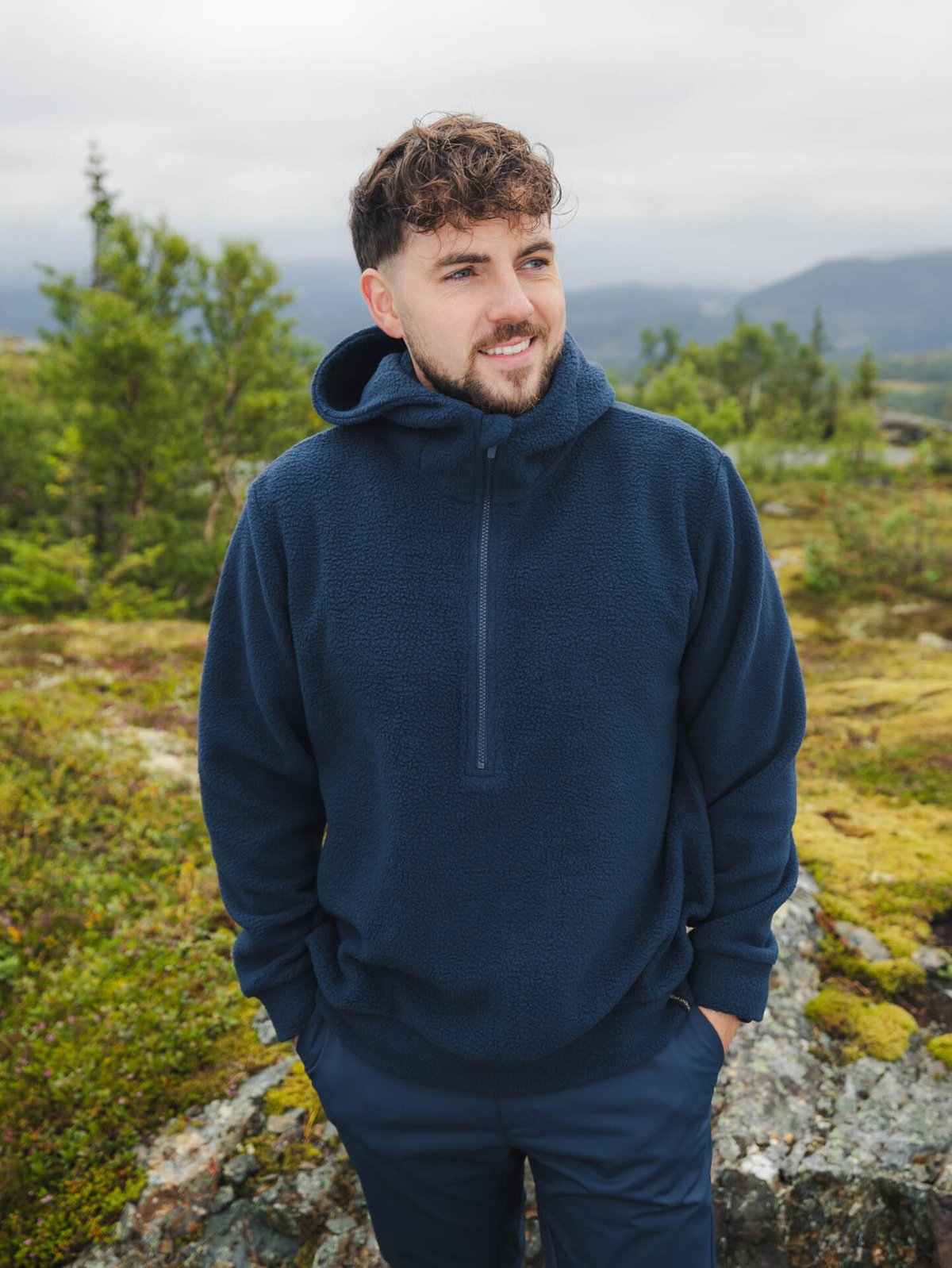 Twentyfour Mode Pile Hood Half Zip Marine