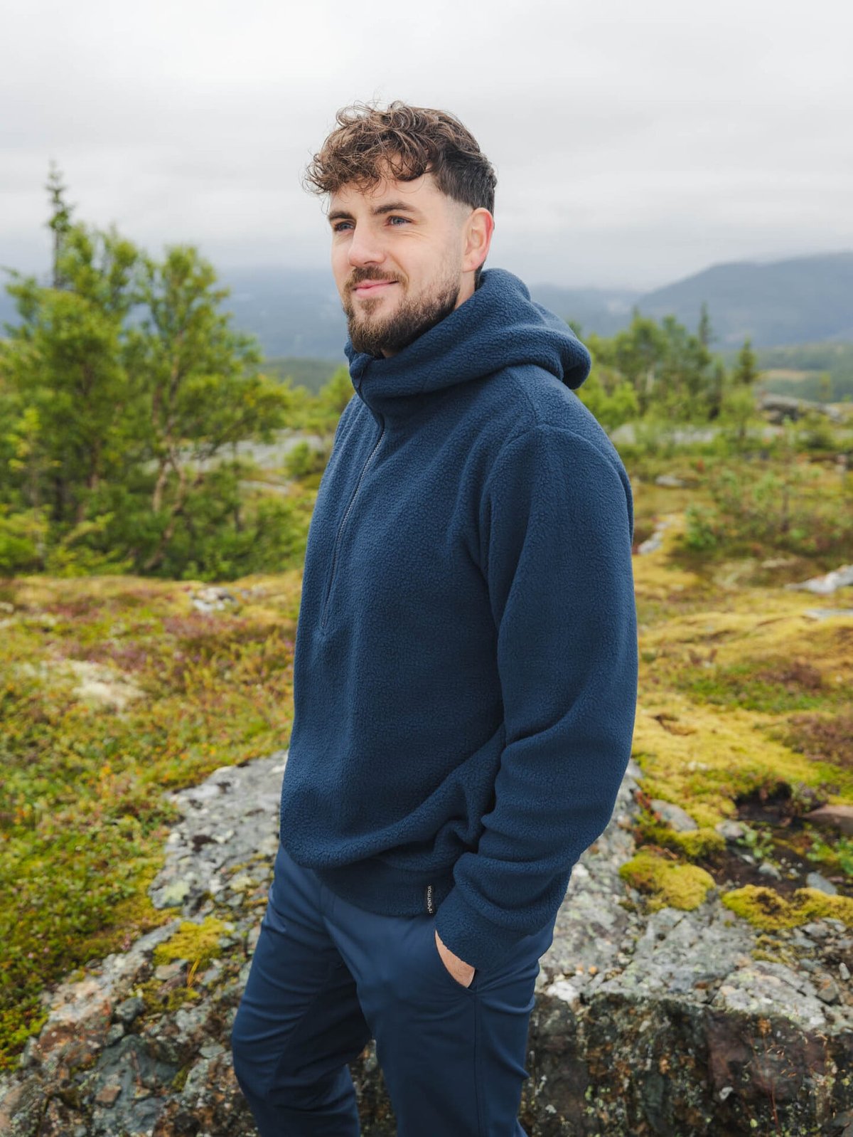 Twentyfour Mode Pile Hood Half Zip Marine