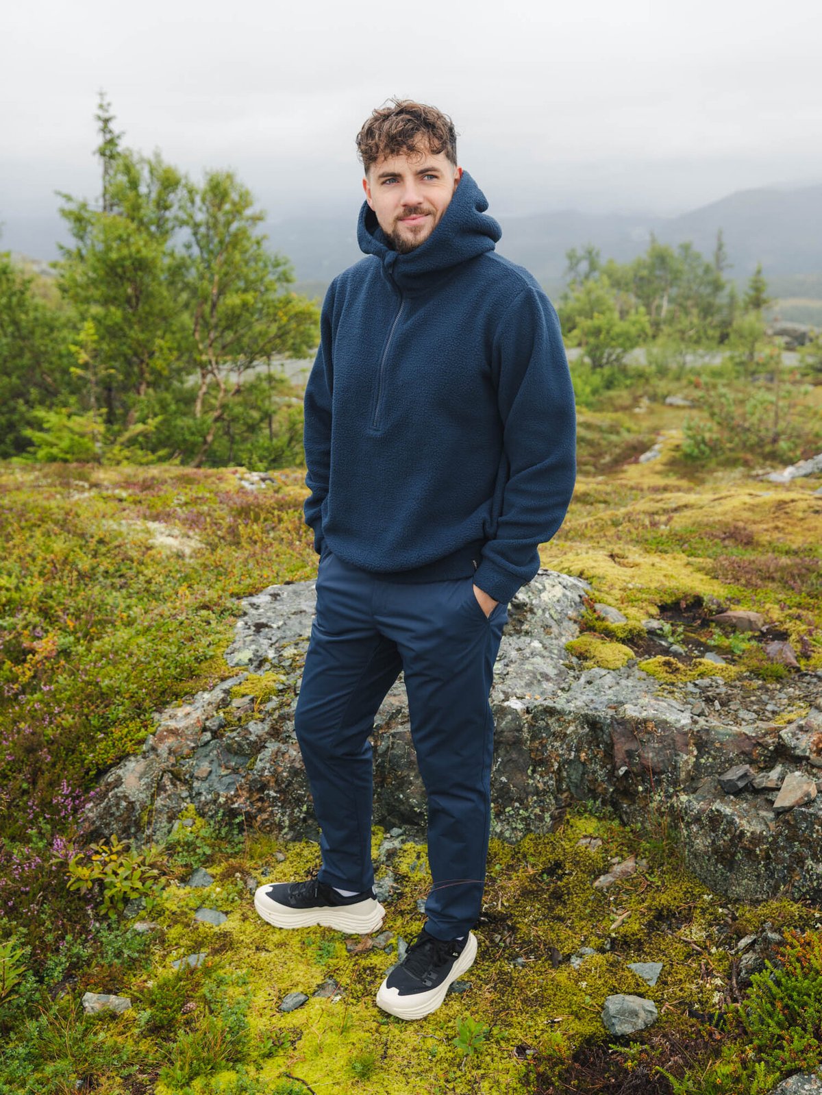 Twentyfour Mode Pile Hood Half Zip Marine