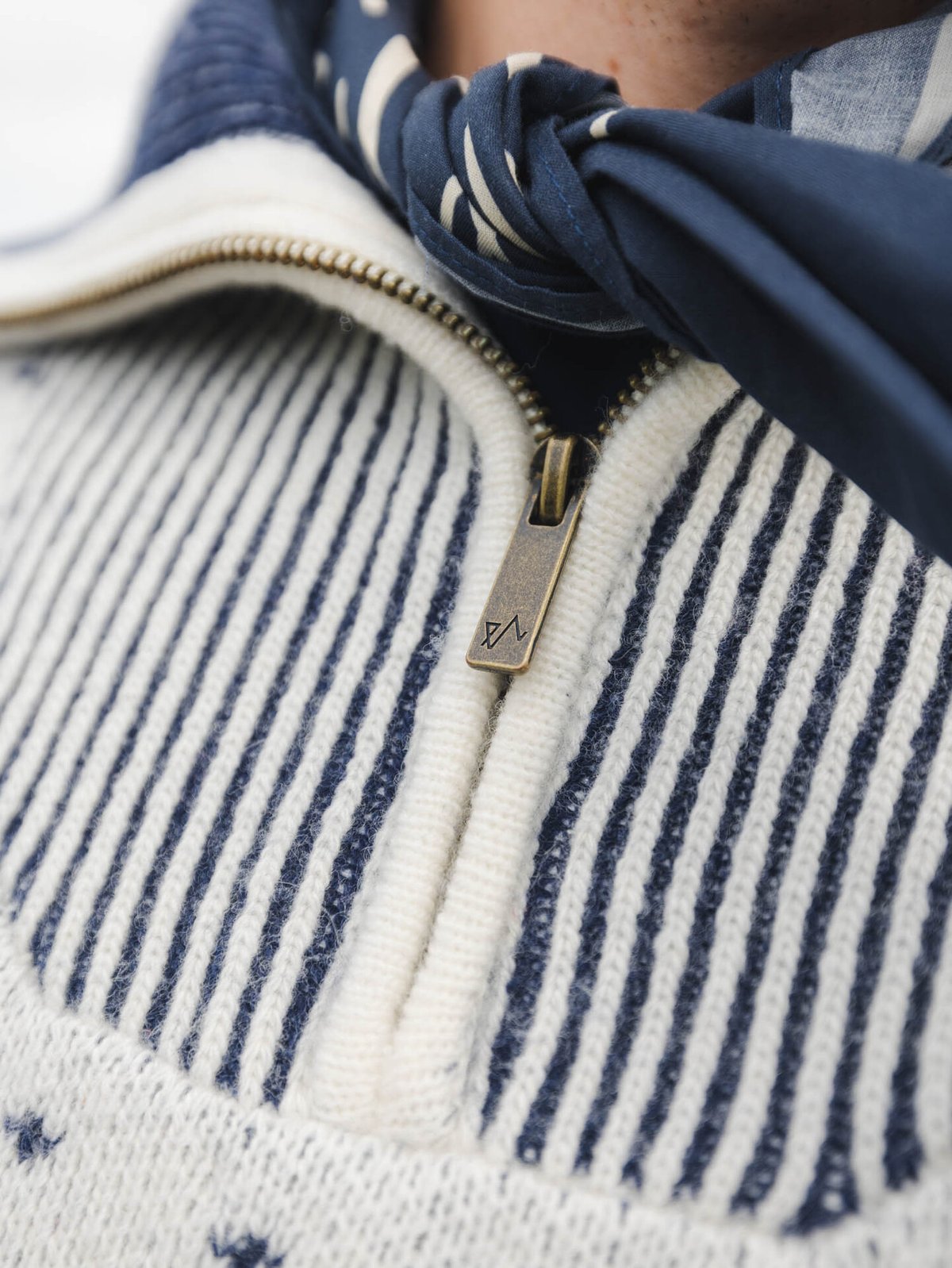 Twentyfour Legacy Half Zip Ullgenser Gråhvit