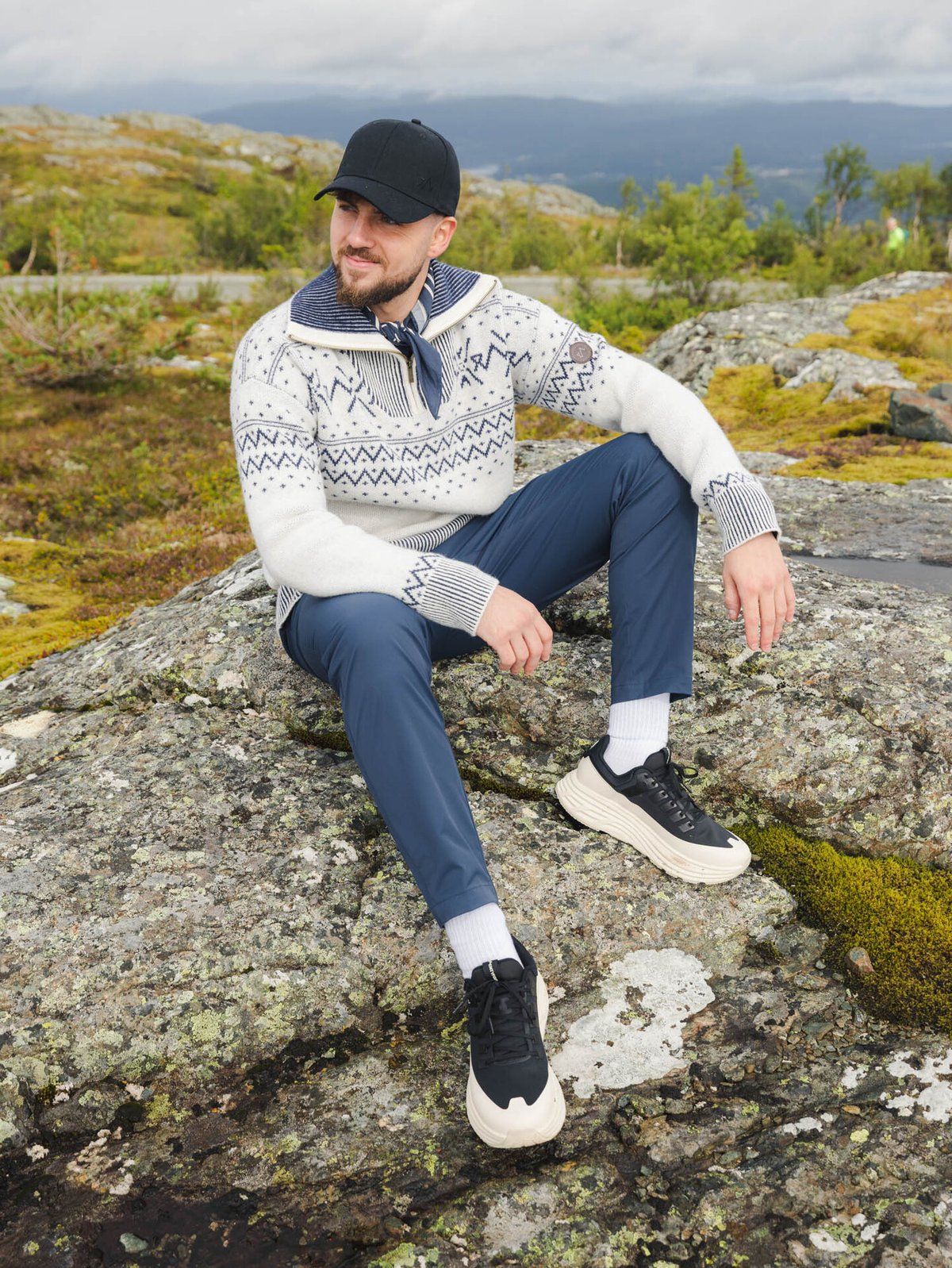 Twentyfour Legacy Half Zip Ullgenser Gråhvit