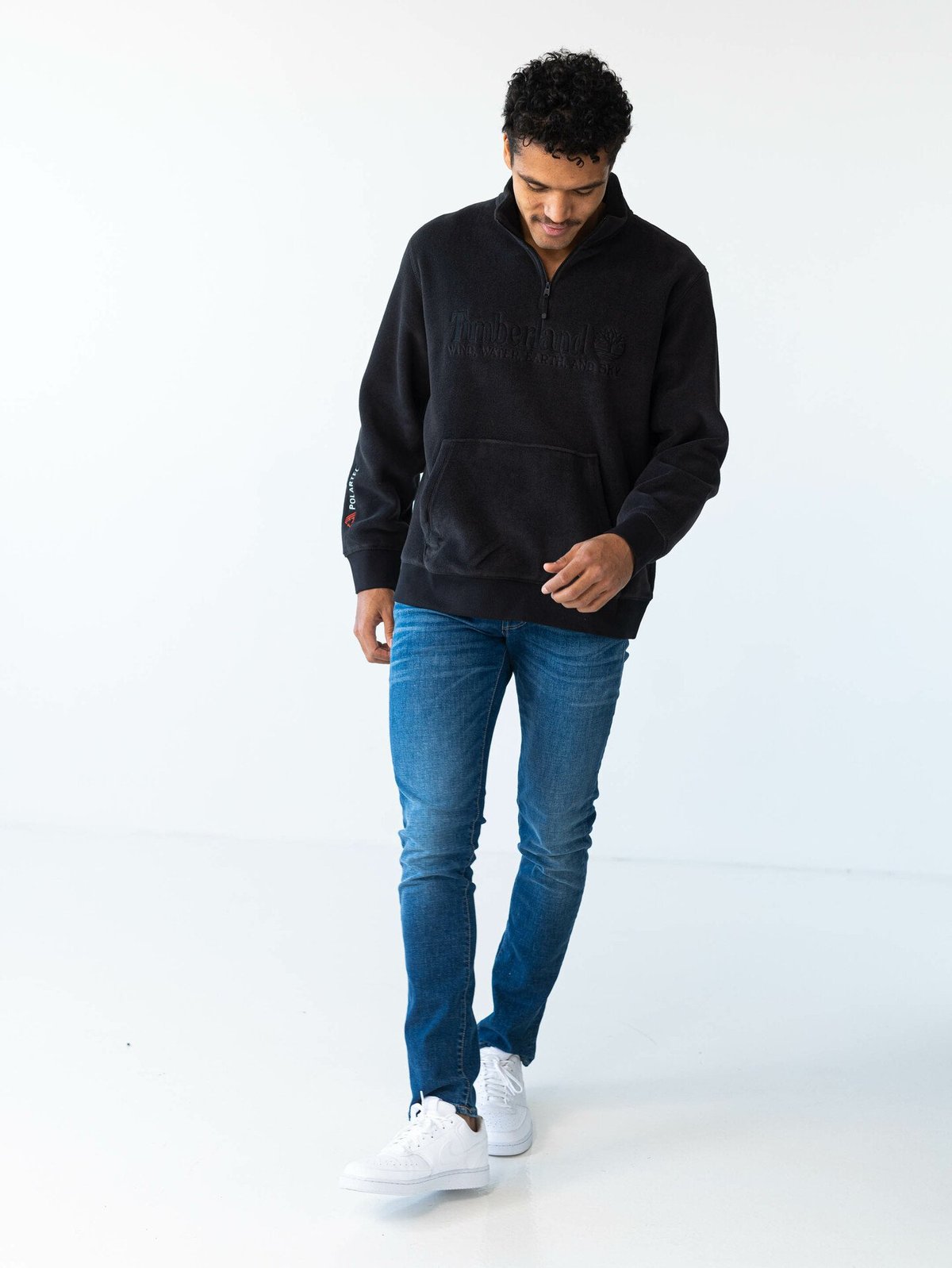 Timberland Linear Logo 1/4 Zip Polartec Sweat Black