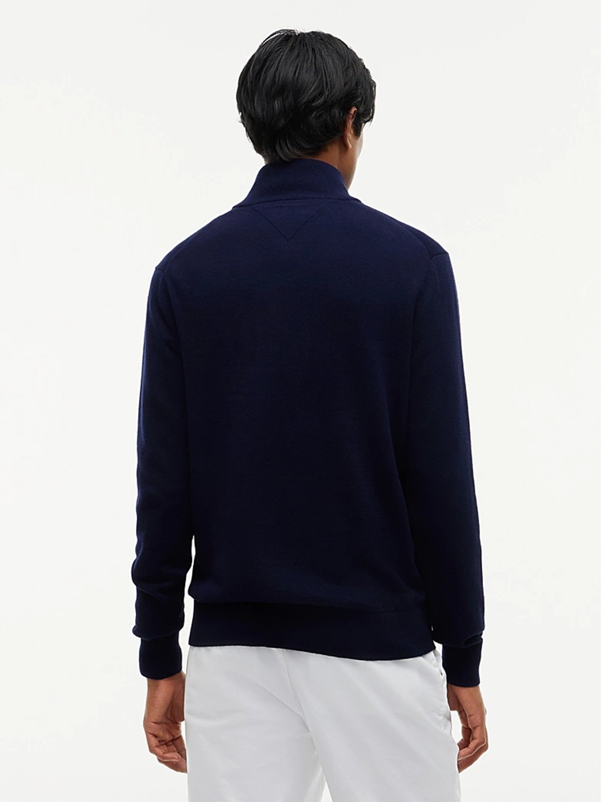 Tommy Hilfiger Pima Organic Cotton Cashmere Half-Zip Mock Navy Blue