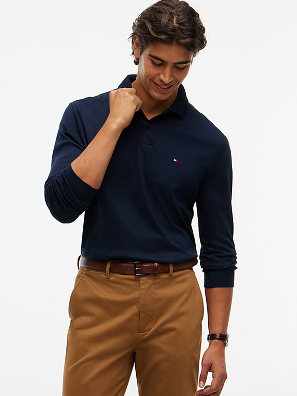 Tommy Hilfiger Liquid Cotton Regular Fit Long Sleeve Polo Blå
