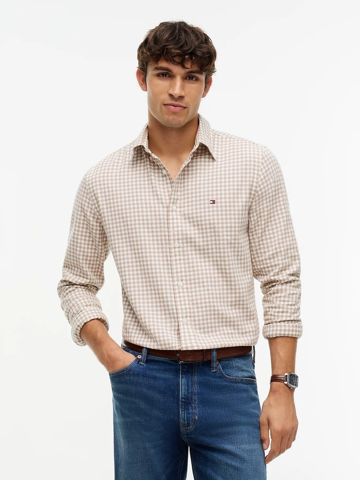 Tommy Hilfiger Flannel Gingham Dobby Coastal Taupe / Check
