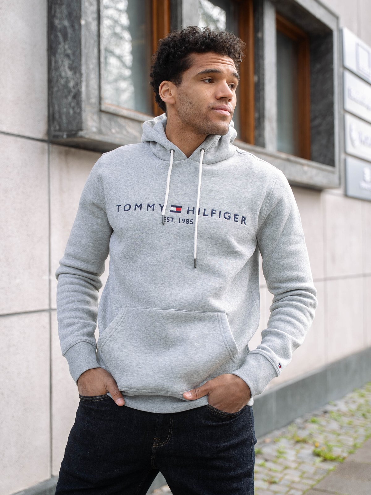 Tommy Hilfiger Core Tommy Logo Hoody Cloud Htr