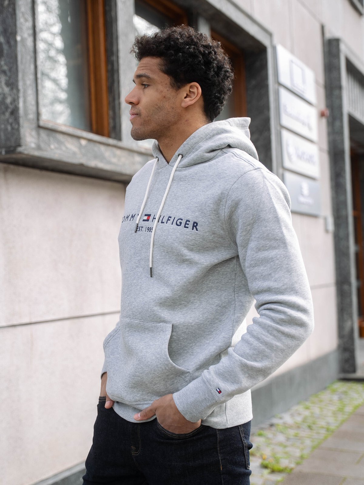 Tommy Hilfiger Core Tommy Logo Hoody Cloud Htr