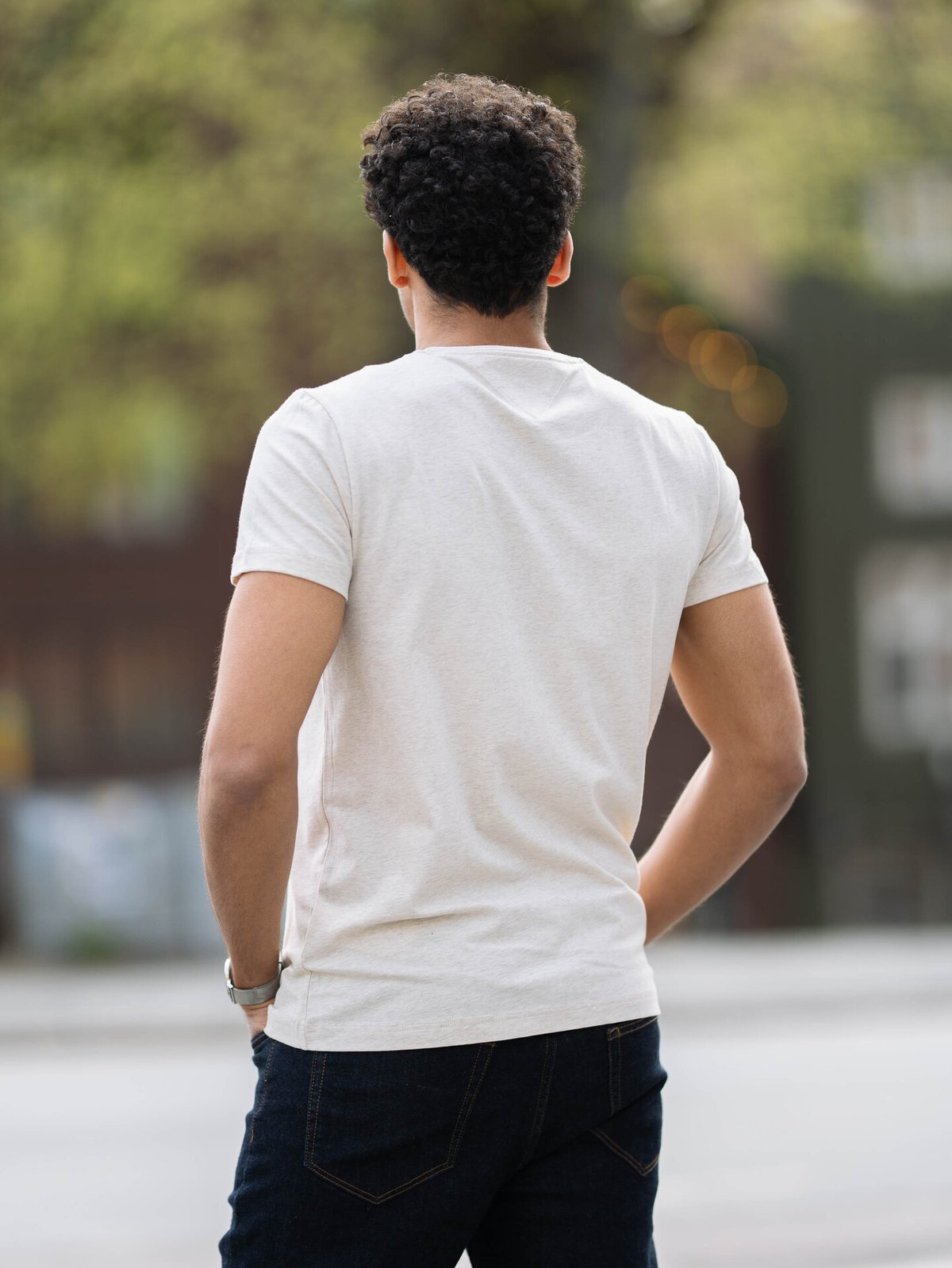 Tommy Hilfiger Stretch Slim Fit Tee Oatmilk