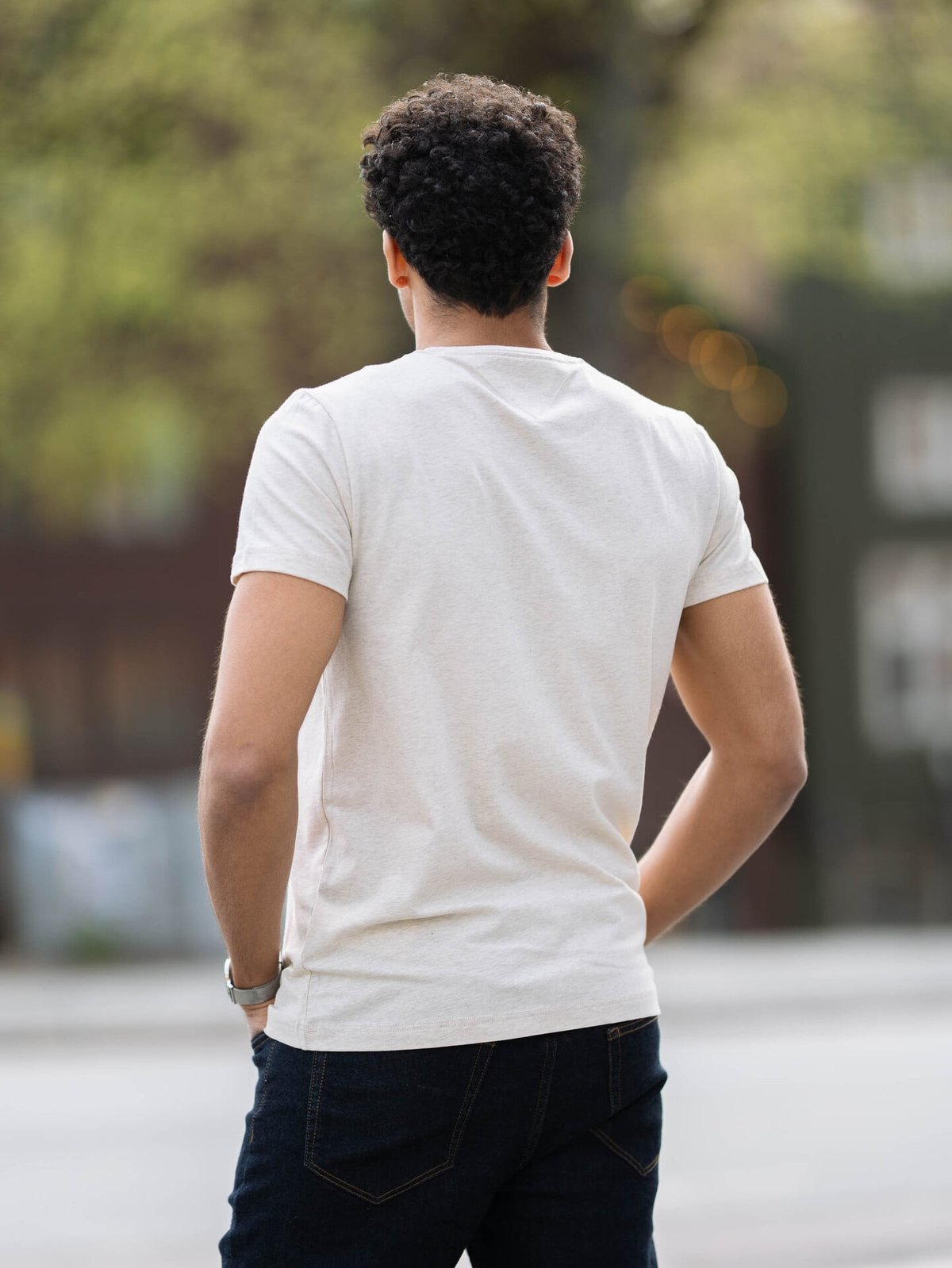 Tommy Hilfiger Stretch Slim Fit Tee Oatmilk