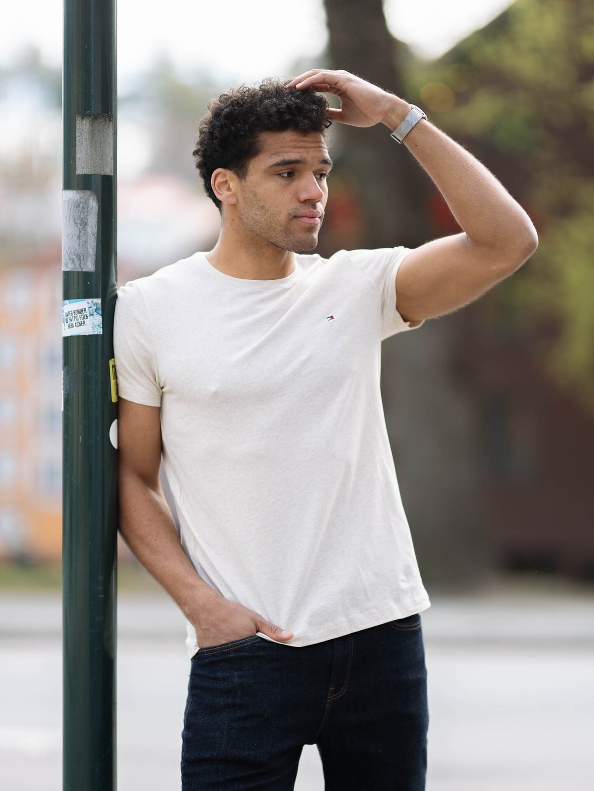 Tommy Hilfiger Stretch Slim Fit Tee Oatmilk