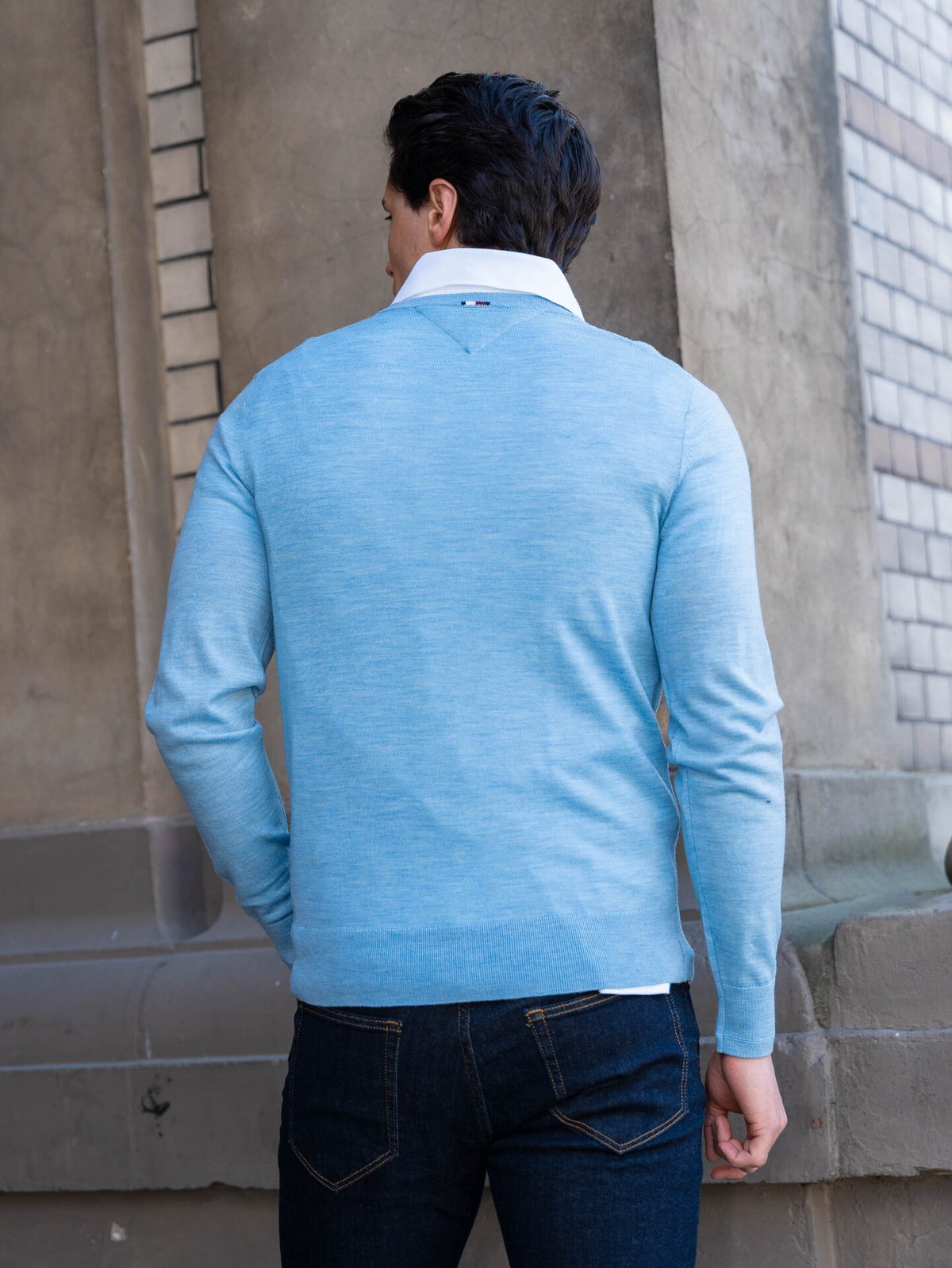 Tommy Hilfiger DC Fine Gauge Merino Crew Neck Vessel Blue Heather