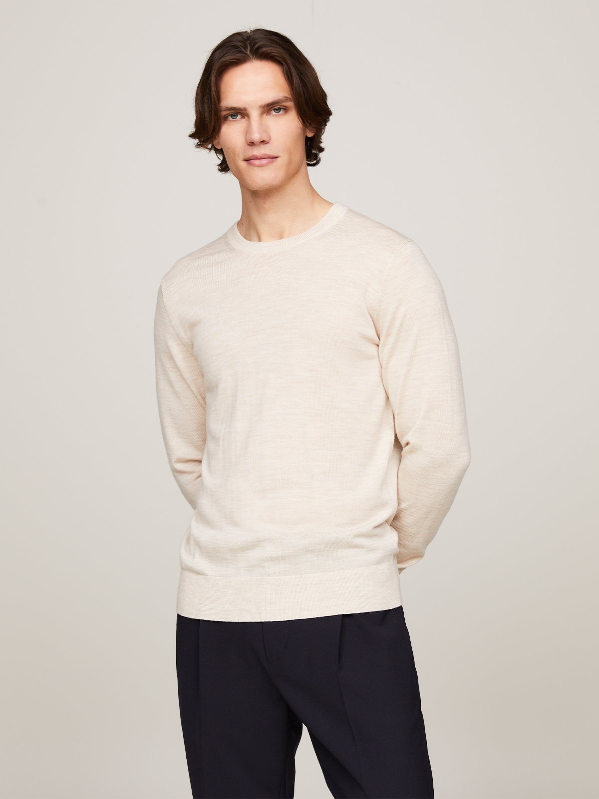 Tommy Hilfiger DC Fine Gauge Merino Crew Neck Beige