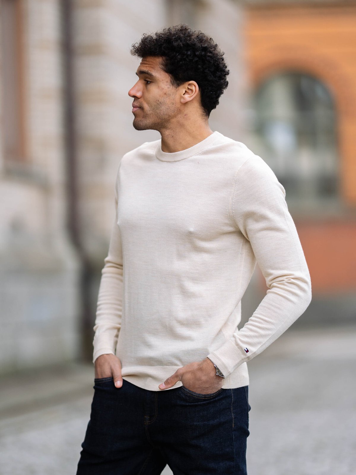 Tommy Hilfiger DC Fine Gauge Merino Crew Neck Beige