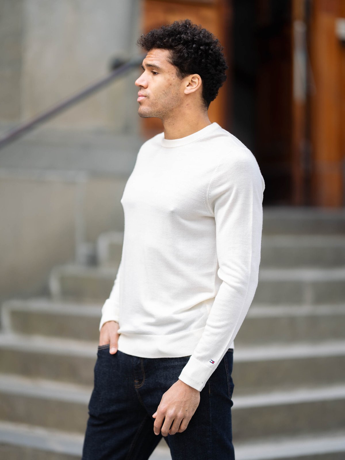 Tommy Hilfiger DC Fine Gauge Merino Crew Neck Ecru