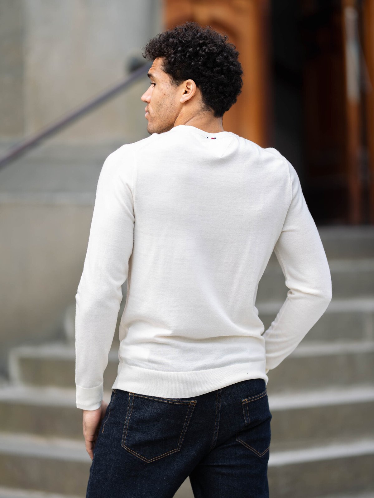 Tommy Hilfiger DC Fine Gauge Merino Crew Neck Ecru
