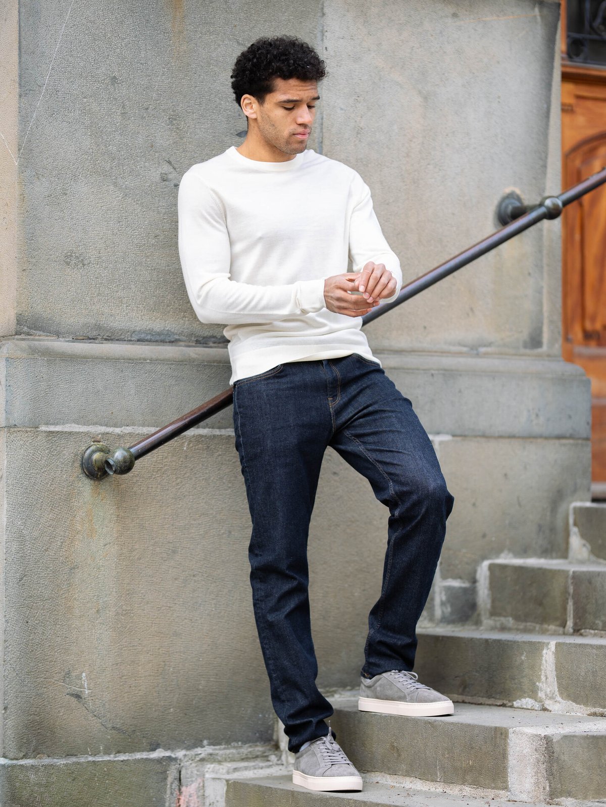 Tommy Hilfiger DC Fine Gauge Merino Crew Neck Ecru