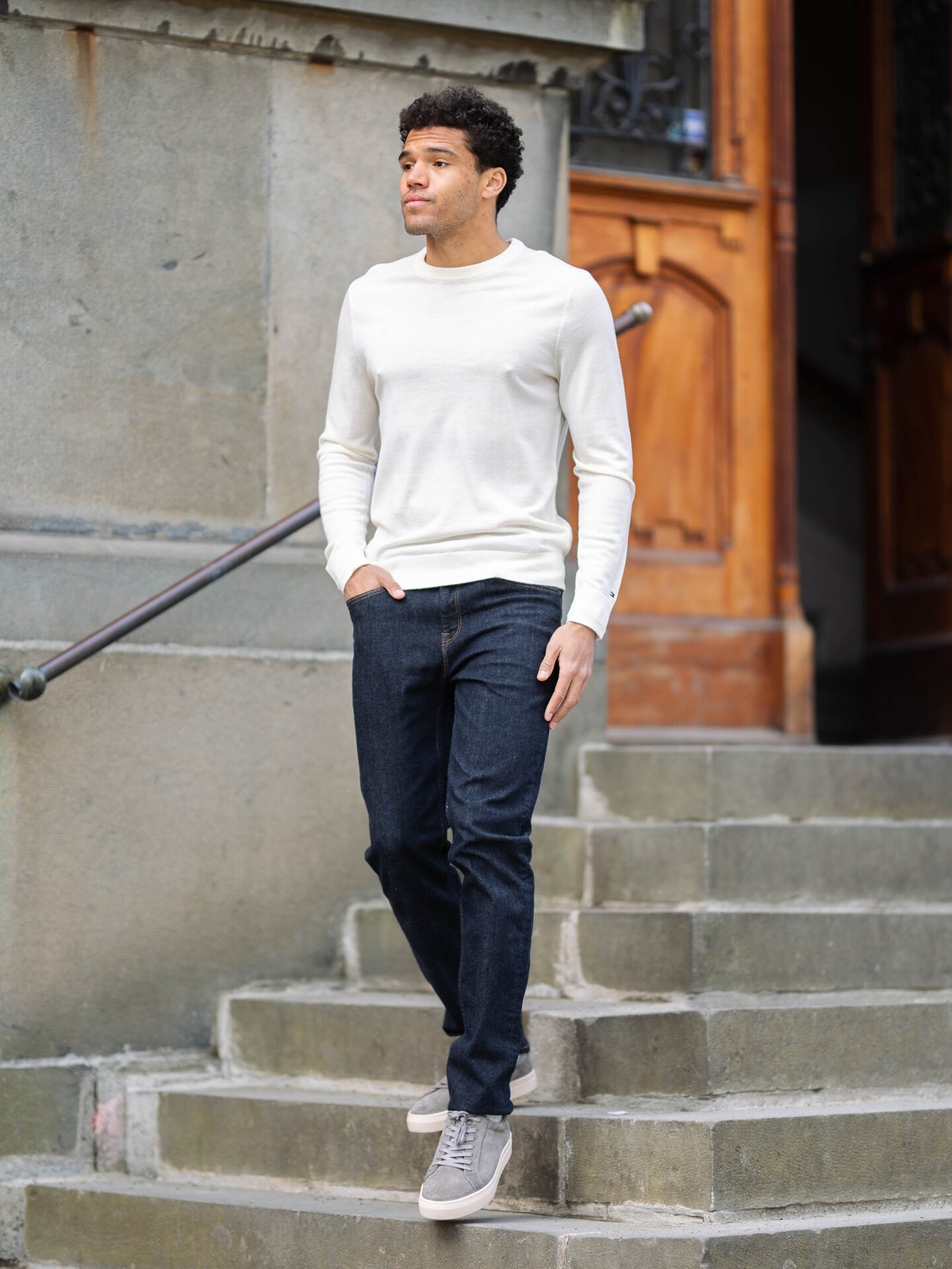 Tommy Hilfiger DC Fine Gauge Merino Crew Neck Ecru
