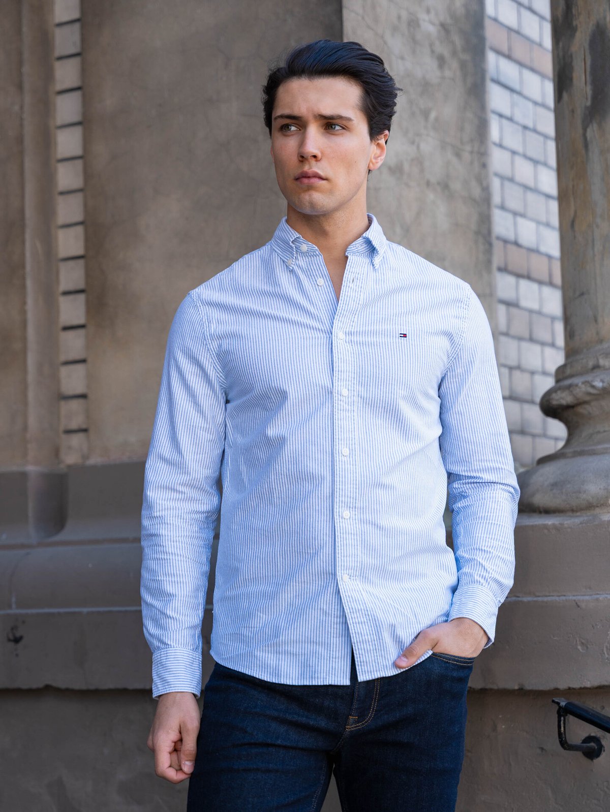 Tommy Hilfiger Heritage Oxford Stripe Regular Fit Shirt Blå