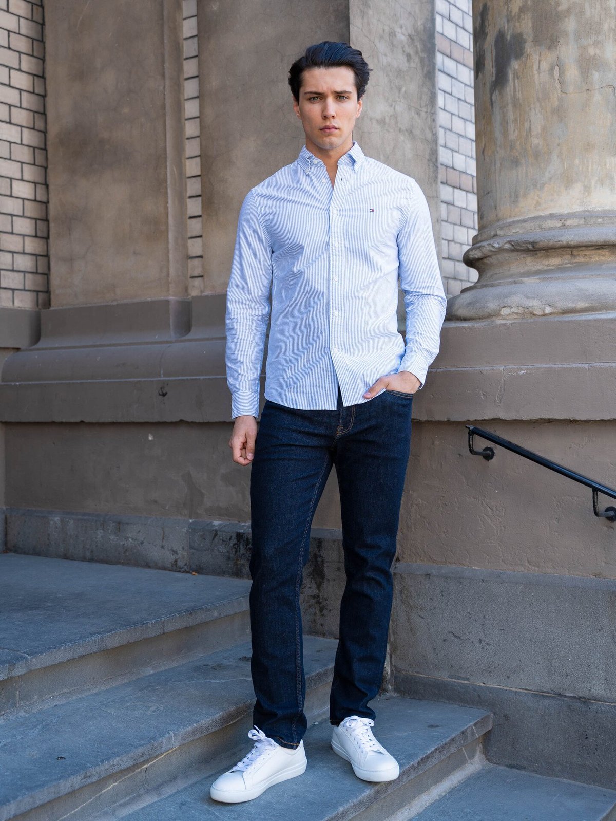 Tommy Hilfiger Heritage Oxford Stripe Regular Fit Shirt Blå