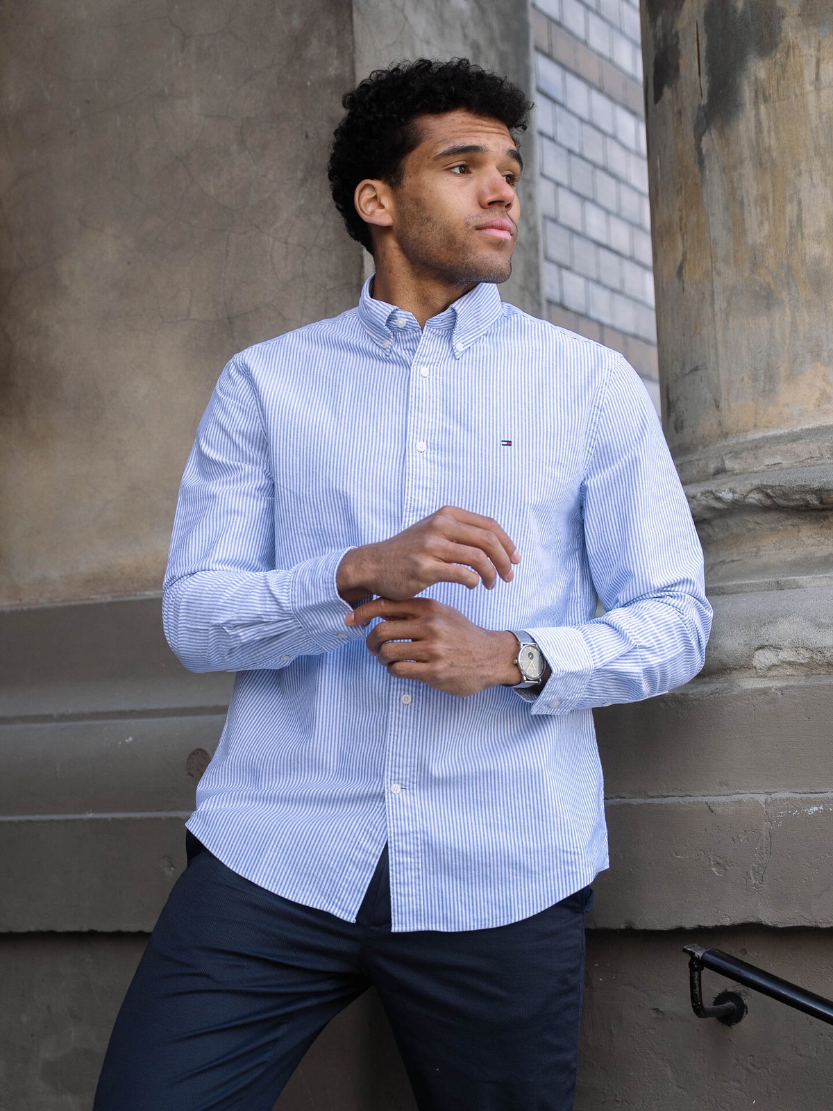 Tommy Hilfiger Heritage Oxford Stripe Regular Fit Shirt Royal Blue / White