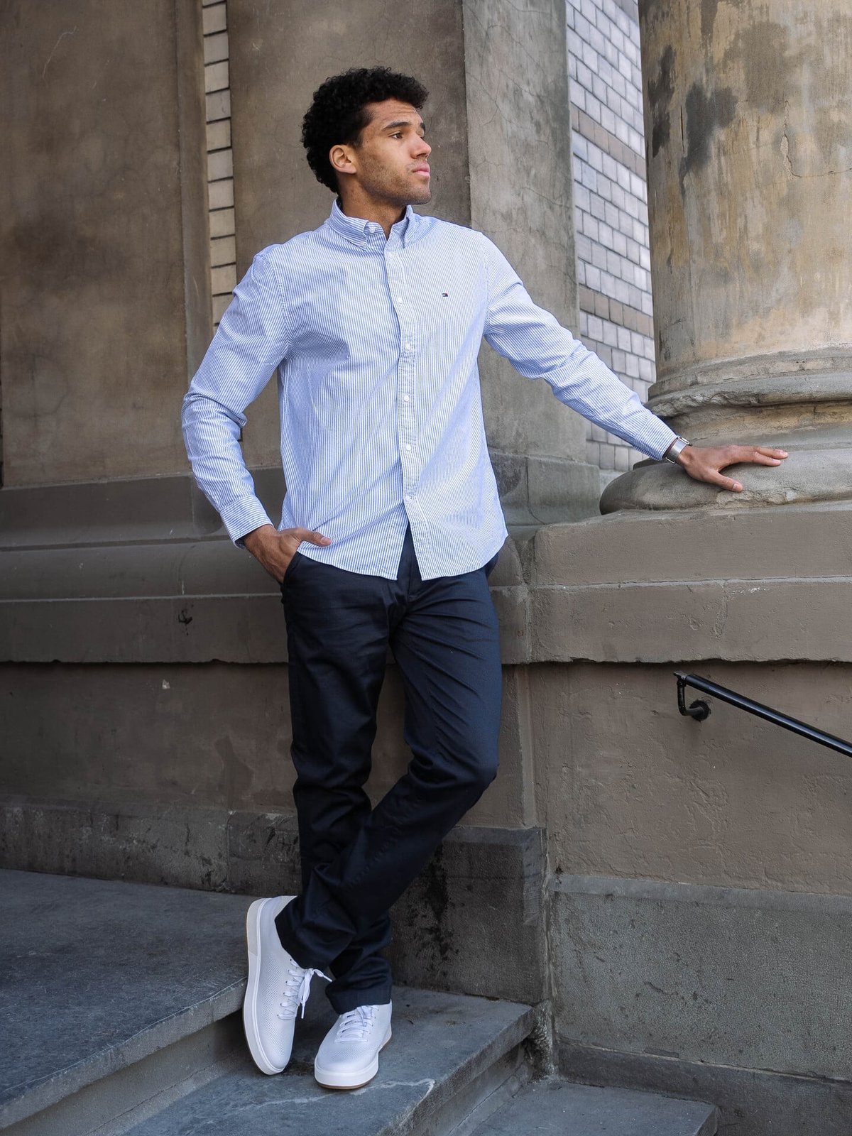 Tommy Hilfiger Heritage Oxford Stripe Regular Fit Shirt Royal Blue / White