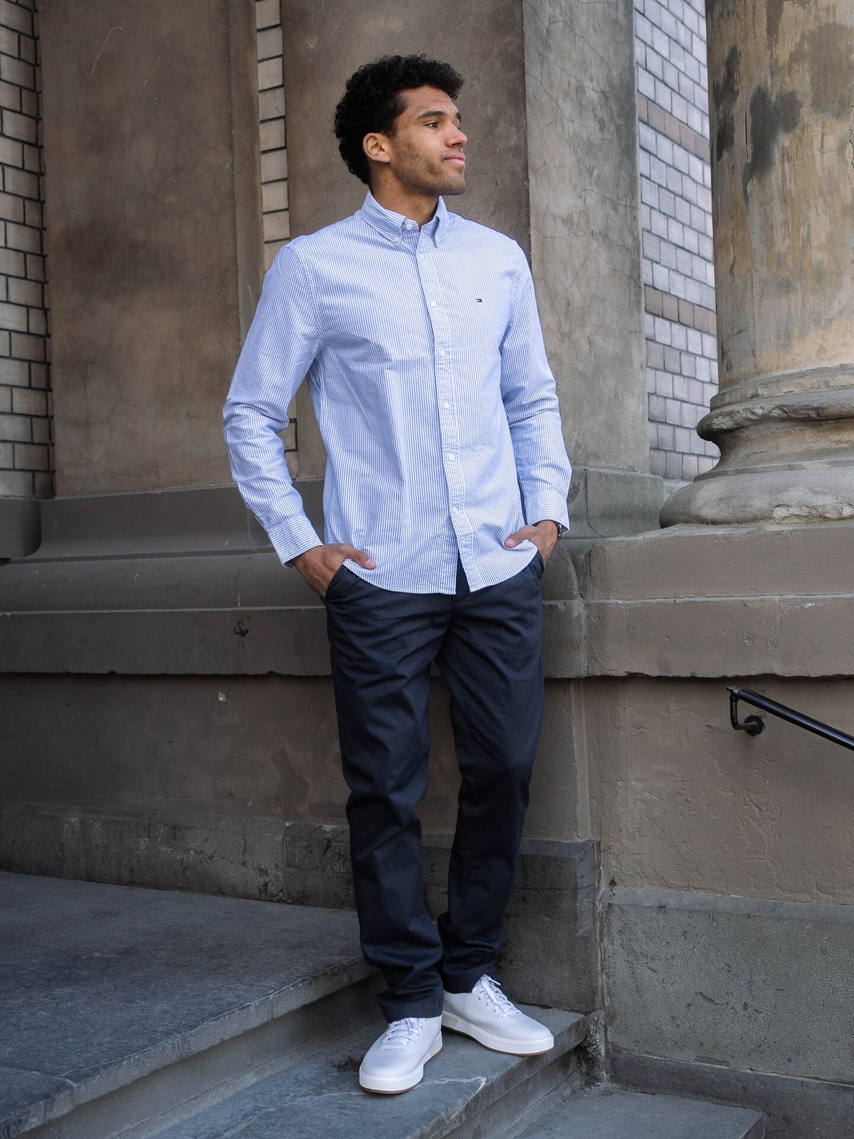 Tommy Hilfiger Heritage Oxford Stripe Regular Fit Shirt Royal Blue / White