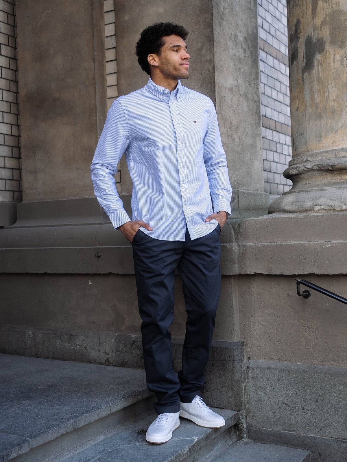 Tommy Hilfiger Heritage Oxford Stripe Regular Fit Shirt Royal Blue / White