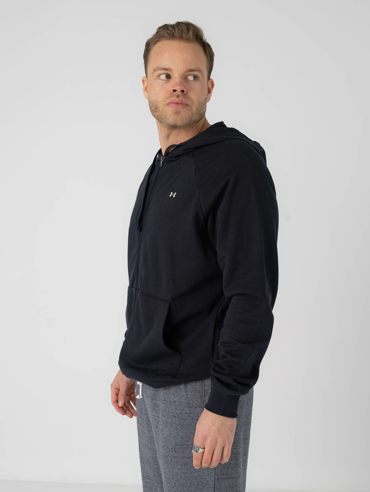 Under Armour Rival Fleece Full Zip Hoodie Black / Onyx White