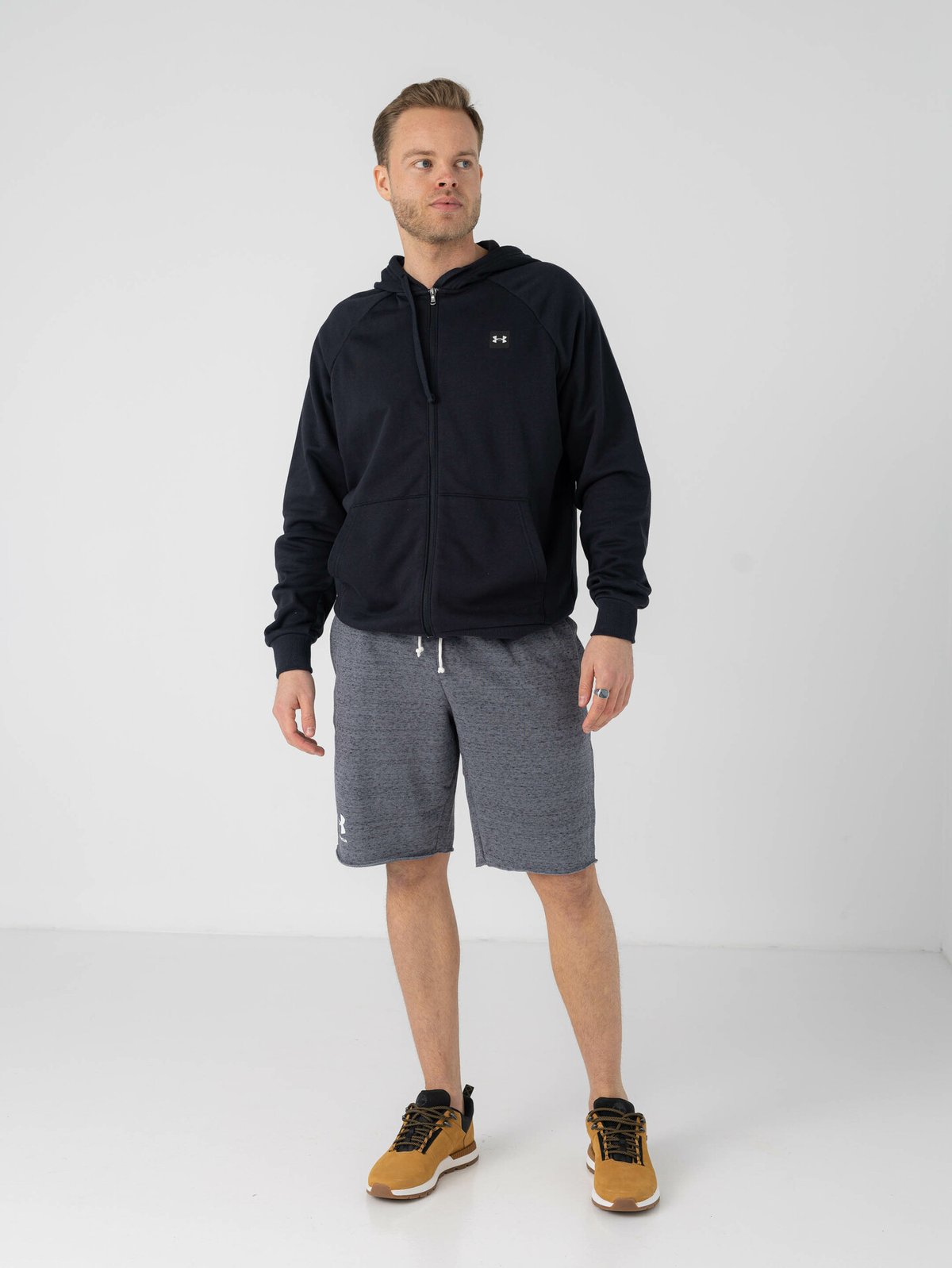 Under Armour Rival Fleece Full Zip Hoodie Black / Onyx White