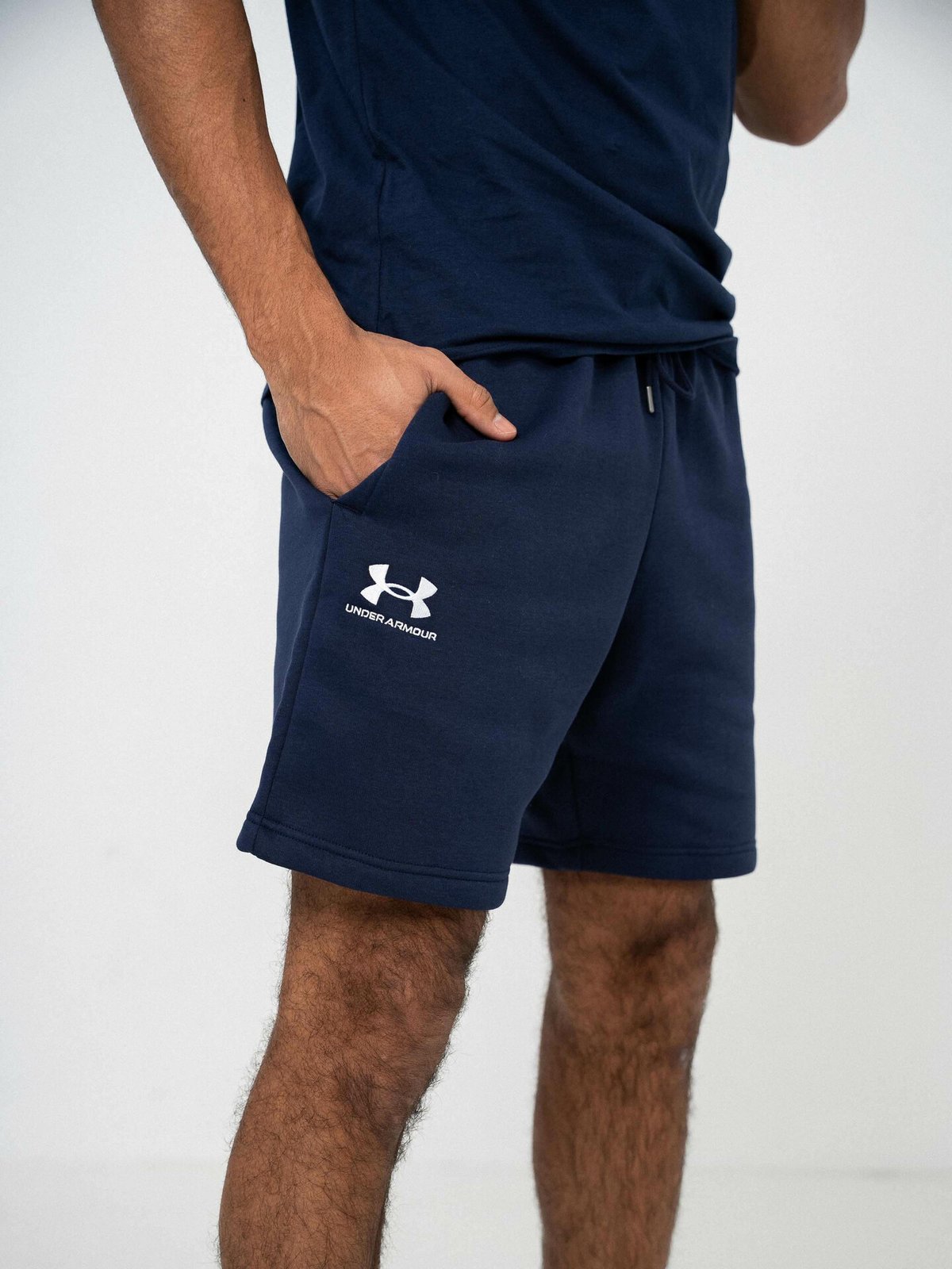 Under Armour Essential Fleece Shorts Midnight Navy / White