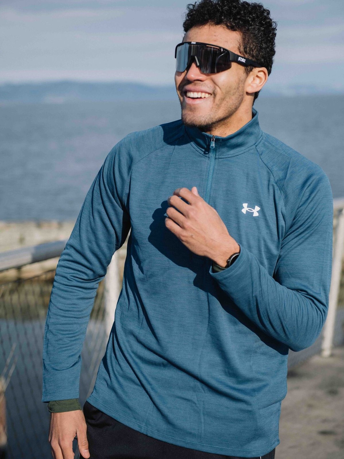 Under Armour Tech Textured 1/2 Zip Wham Blue / White