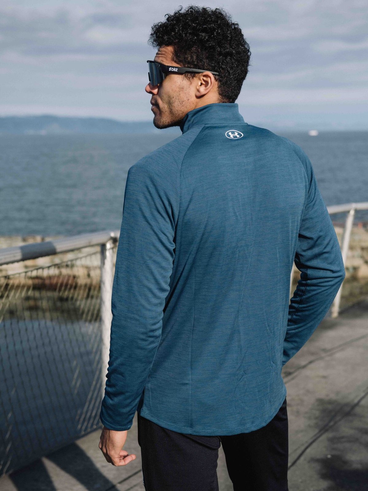 Under Armour Tech Textured 1/2 Zip Wham Blue / White