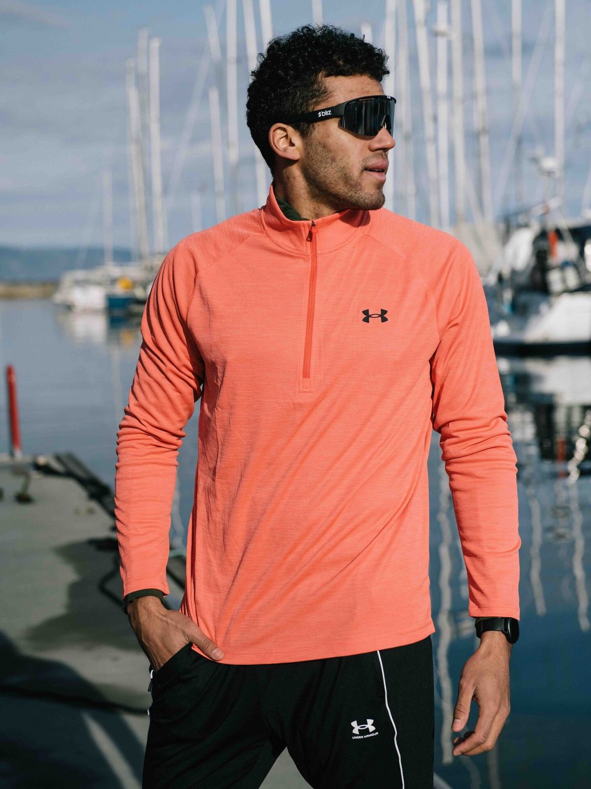 Under Armour Tech Textured 1/2 Zip Venom Red / Black