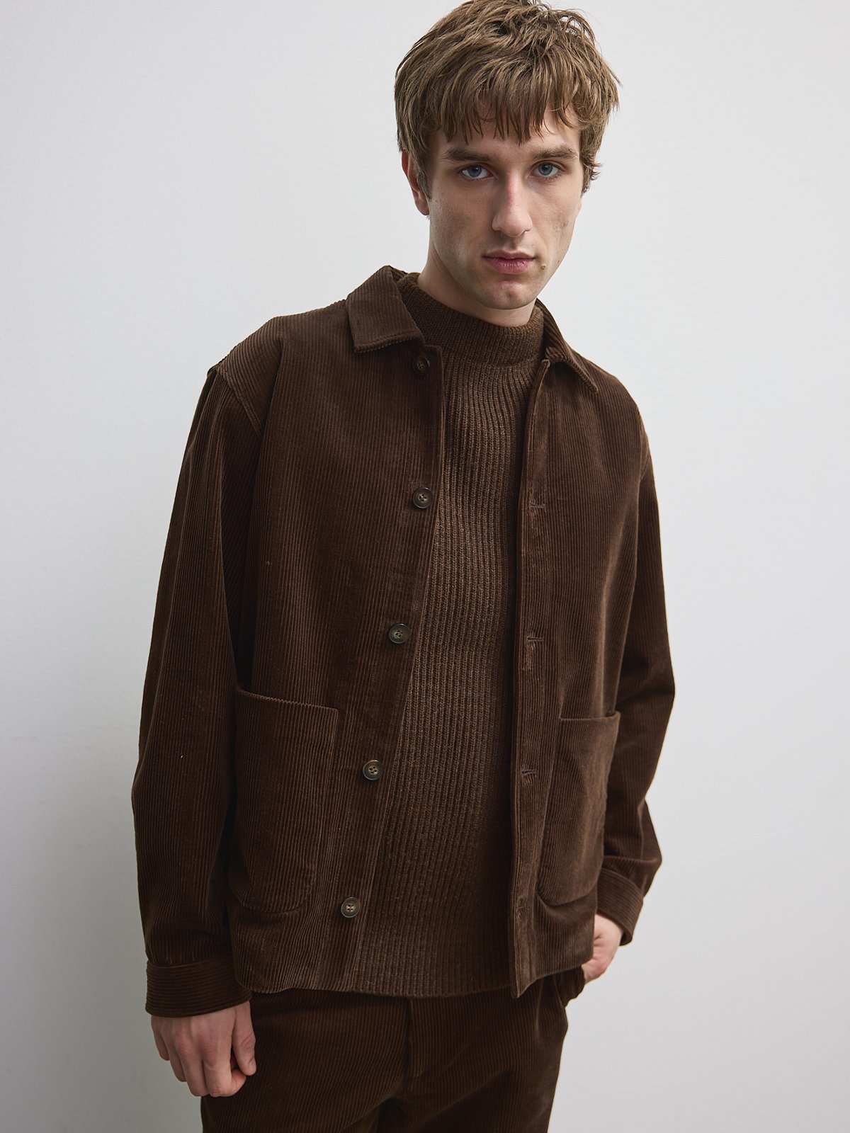 Plain Units Luke Corduroy Overshirt Brun