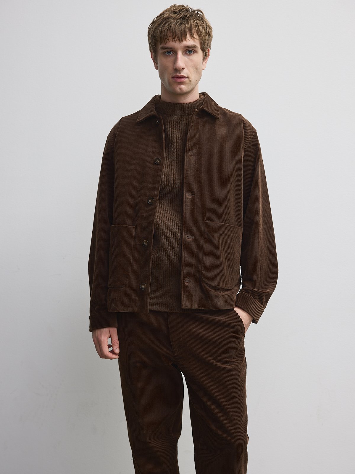 Plain Units Luke Corduroy Overshirt Brun