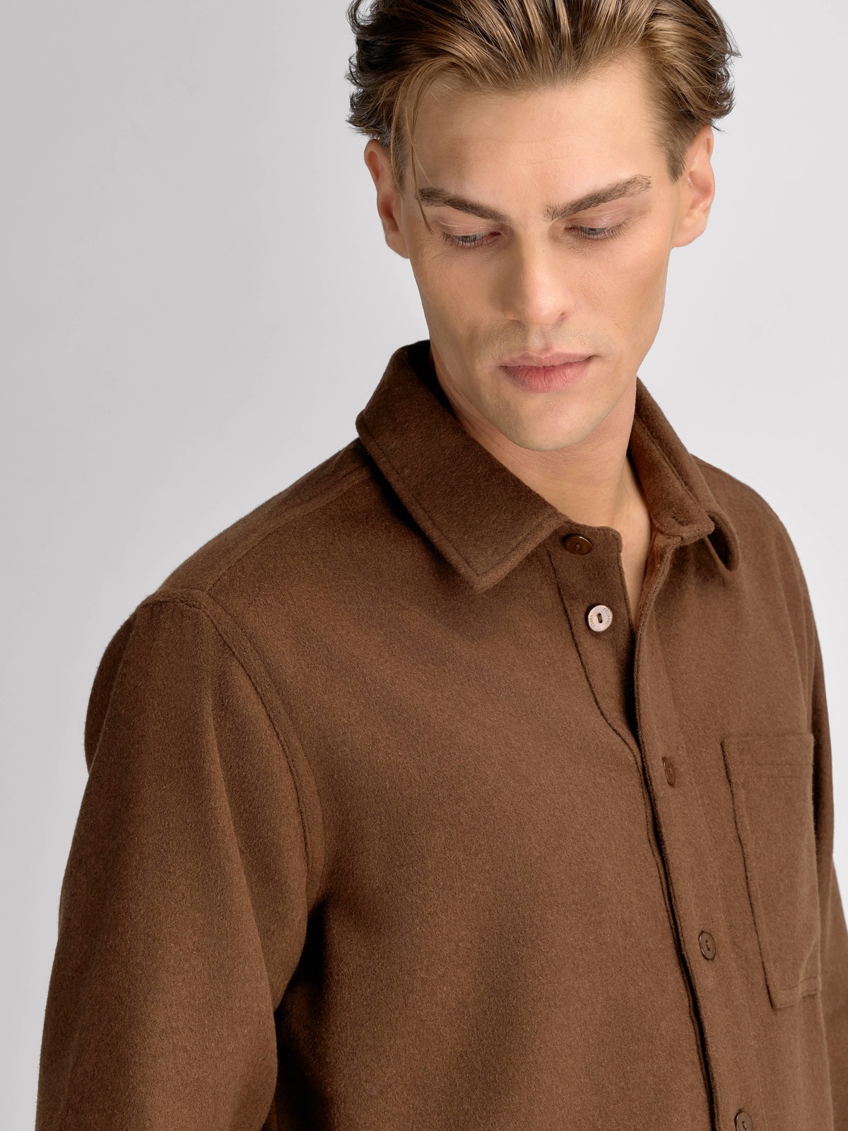Urban Pioneers Orazio Wool Shirt Dark Toffee