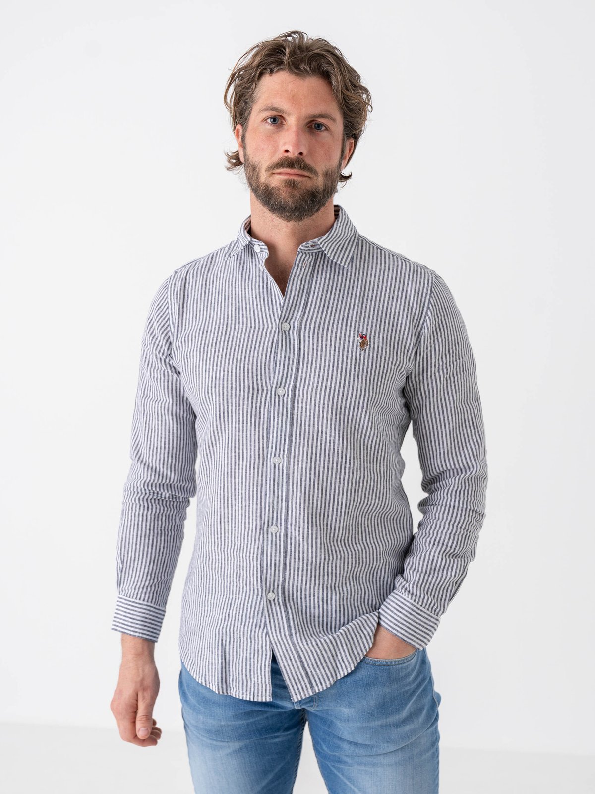 U.S. Polo Assn. Bolt Shirt Dark Sapphire Stripe