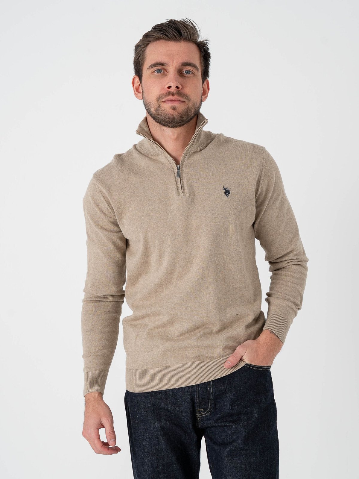 U.S. Polo Assn. Assn. Brison Knit Half Zip Crockery Melange